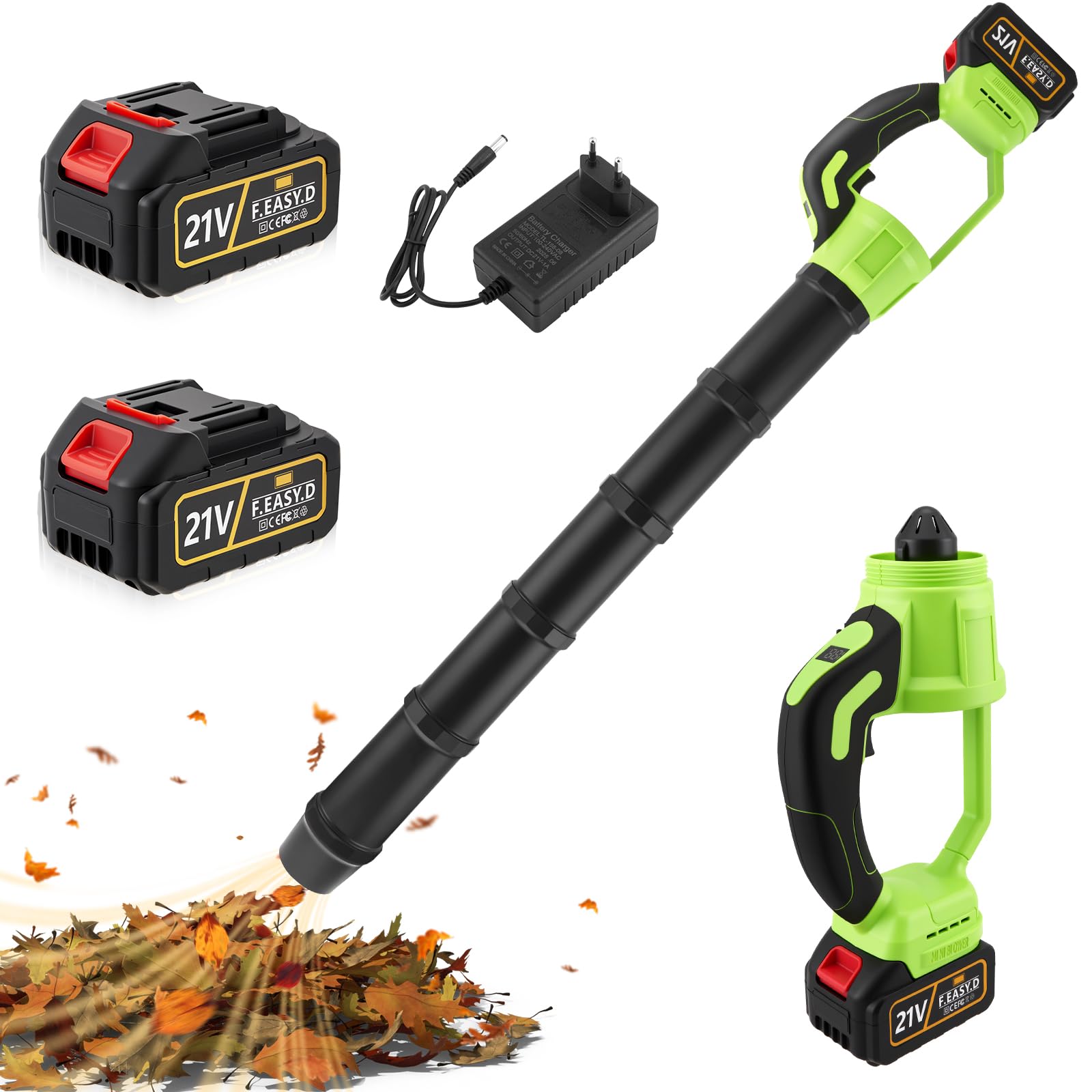 Soffiatore a Batteria 21V con 2 Batterie e Caricabatterie