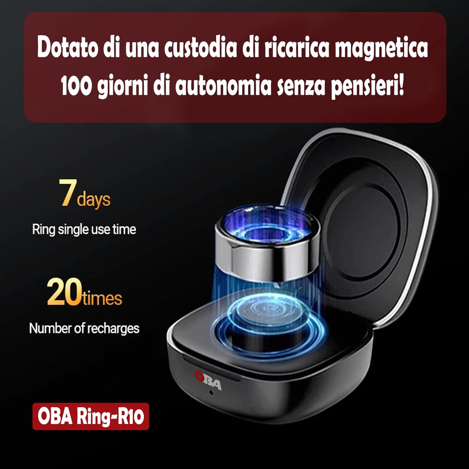 Oba Ring-R10 3.0 - Anello Smart in Ceramica, Taglia L - immagine 2