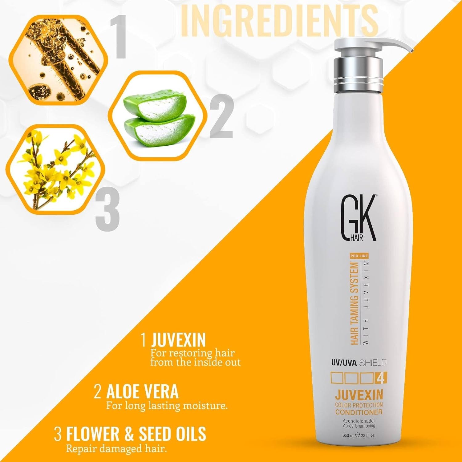 Global Keratin GKhair GK Hair Shield Conditioner 650ml | Contro il sole, i raggi UV/UVA | Per capelli secchi e con doppie punte con aloe vera e oli naturali - tutti i tipi di capelli - immagine 3