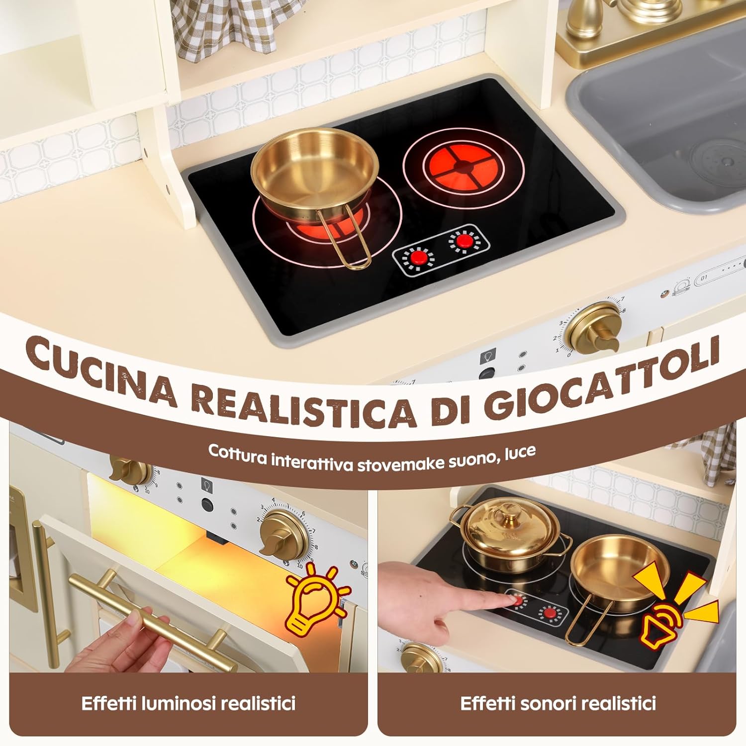 Set da cucina per bambini regolabile in altezza, bianco - immagine 5