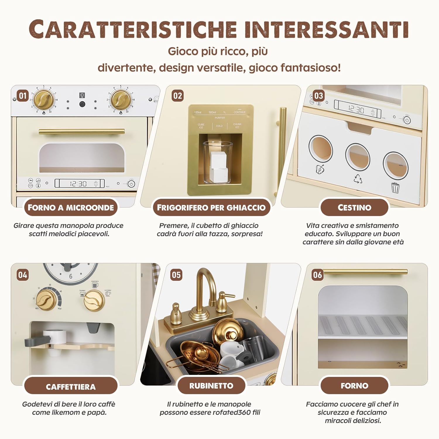 Set da cucina per bambini regolabile in altezza, bianco - immagine 6