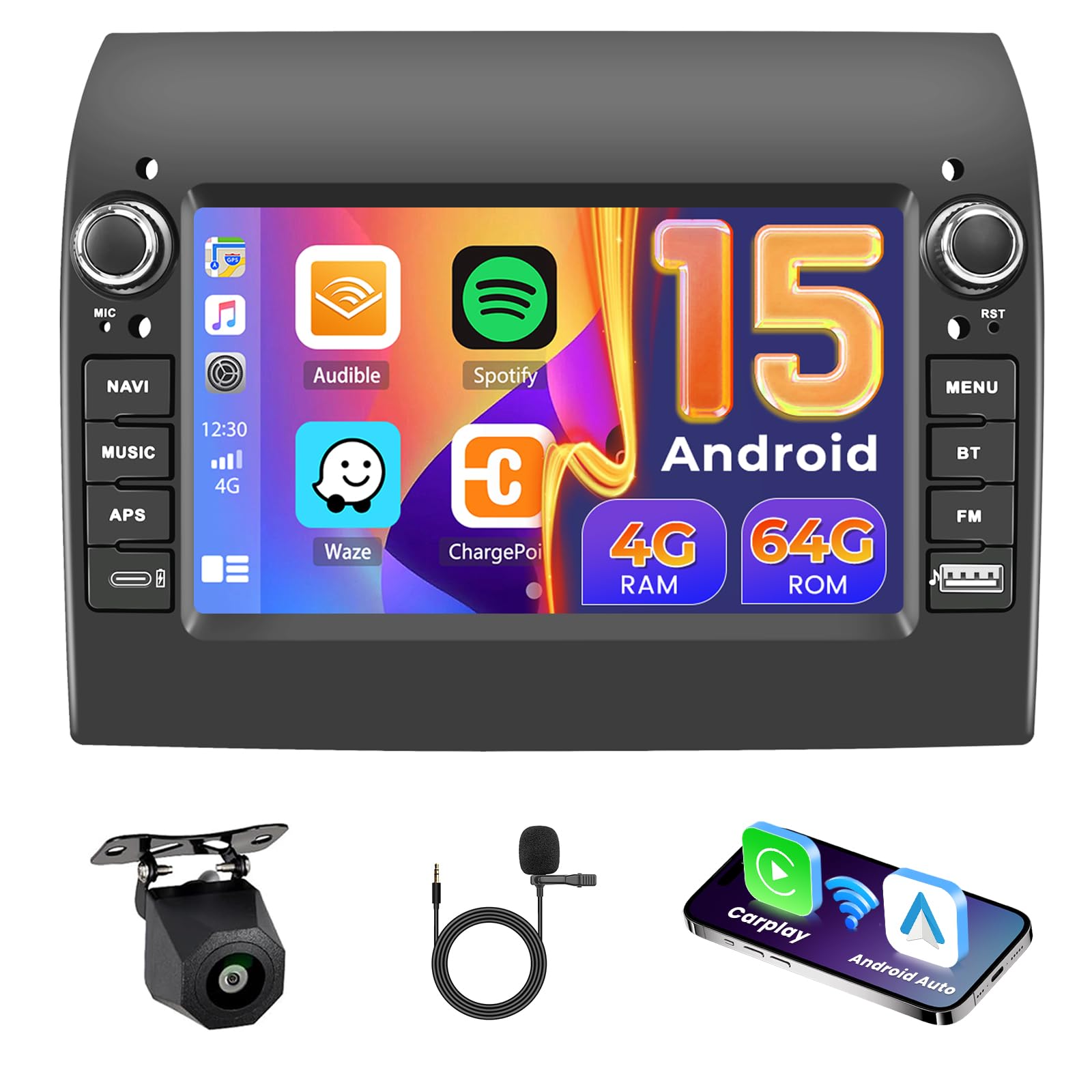 Hikity Android 15 Autoradio 7 Pollici per Fiat Ducato