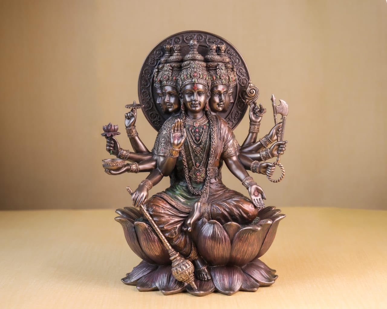 UGRA Statua Gayatri Dea in Bronzo Legato 26cm