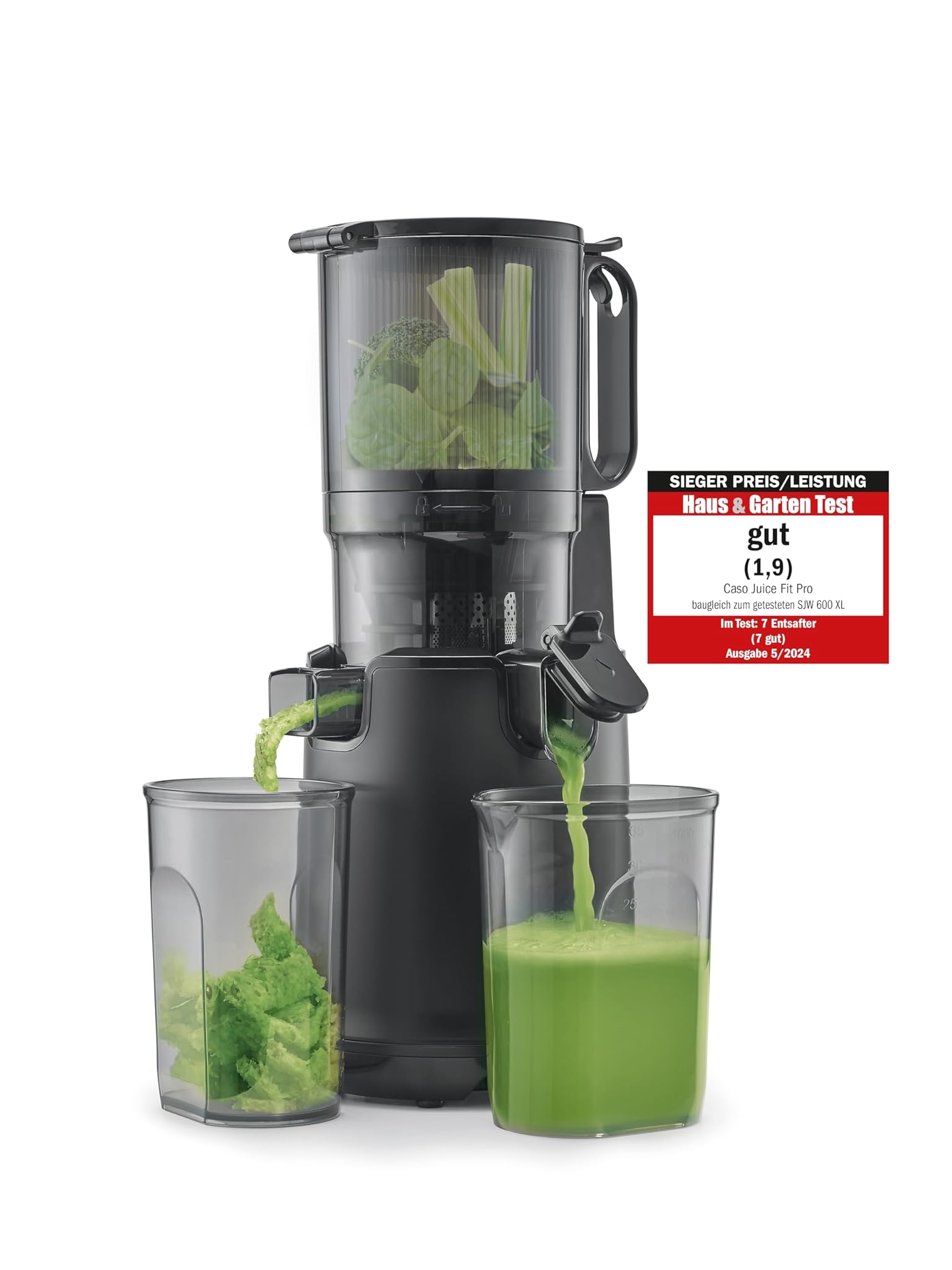 Caso Juice Fit Pro – Slow Juicer 40 giri/min, Nero