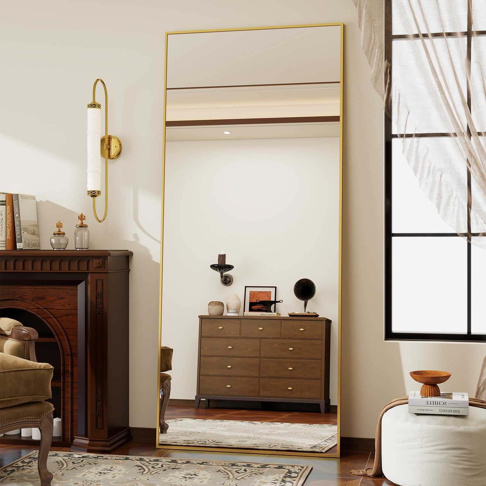 Koonmi Specchio 171x76cm con Telaio in Alluminio