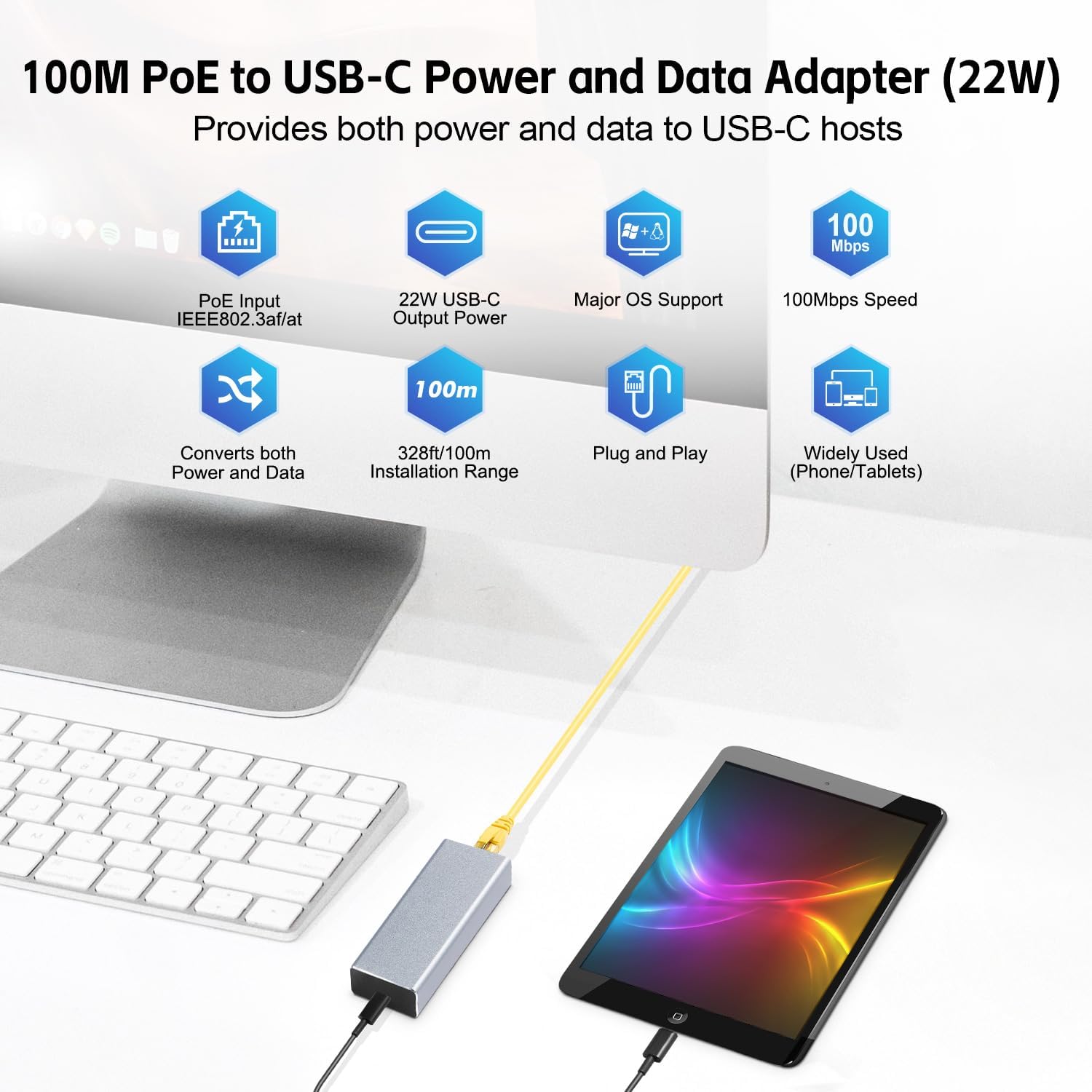 Mokerlink Convertitore PoE a USB-C con Ethernet - immagine 2