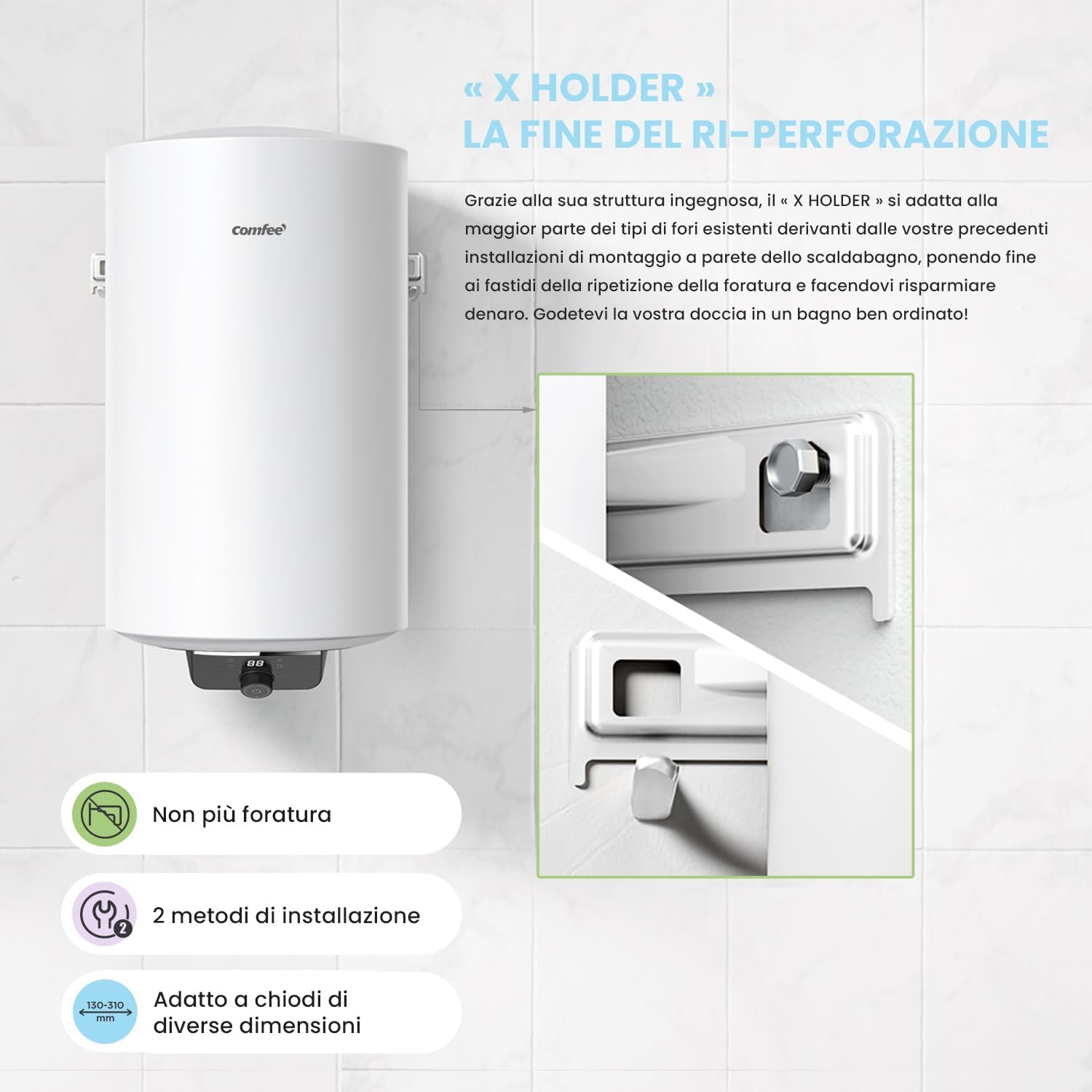 Comfee' D80-15EFG Scaldabagno Elettrico Murale 80L - immagine 2