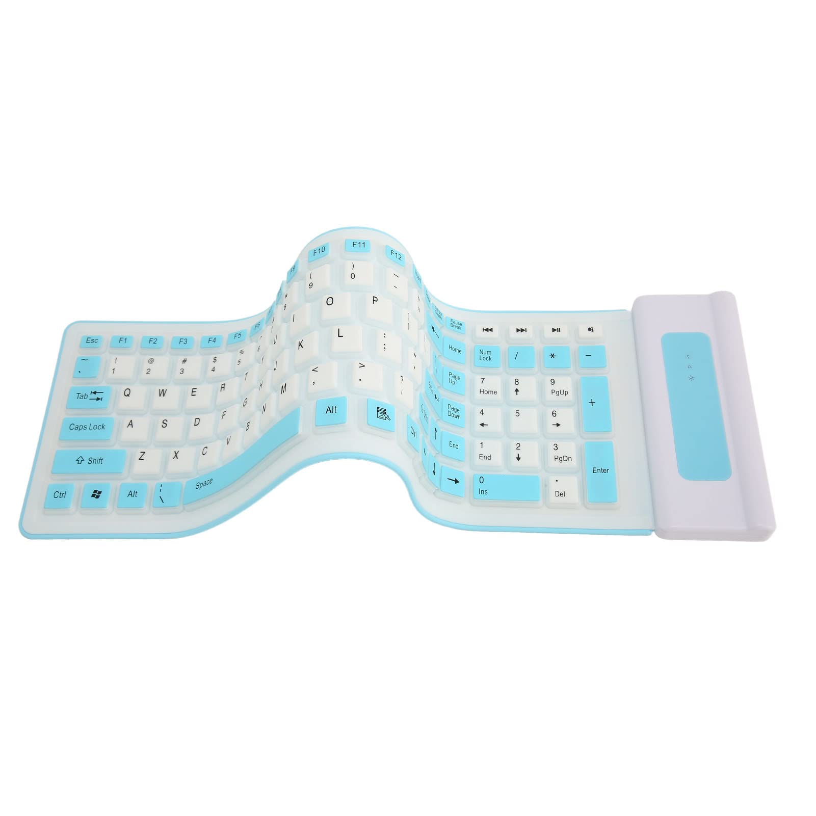 Focket Tastiera in Silicone, 2.4G USB Wireless Keyboard Tastiera Pieghevole Rollup Keyboard Tastiera Portatile Impermeabile, 103 Tasti Tastiera Flessibile Tastiere del Computer per PC (Blu)