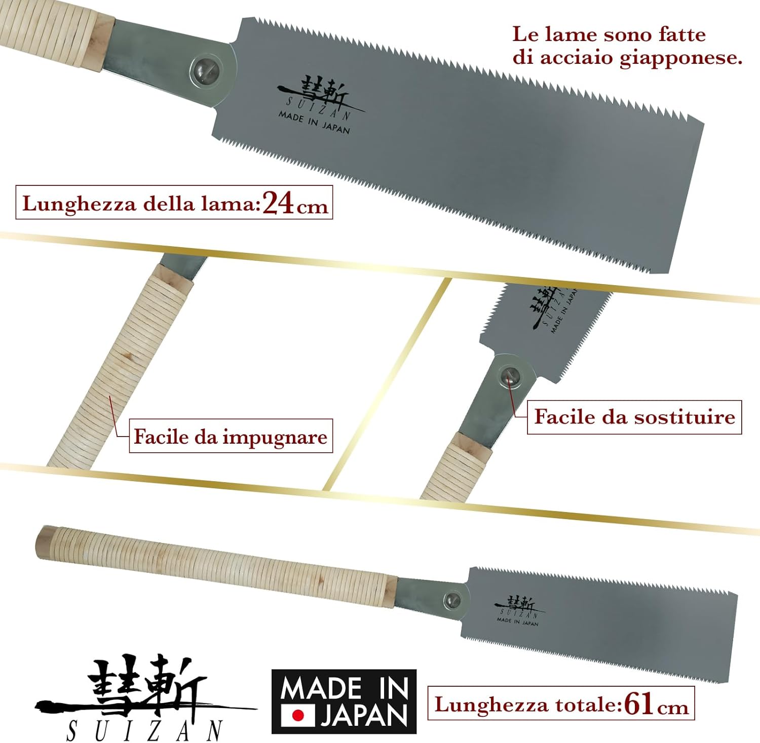 Suizan Sega Giapponese Ryoba 240mm Doppio Taglio - immagine 2