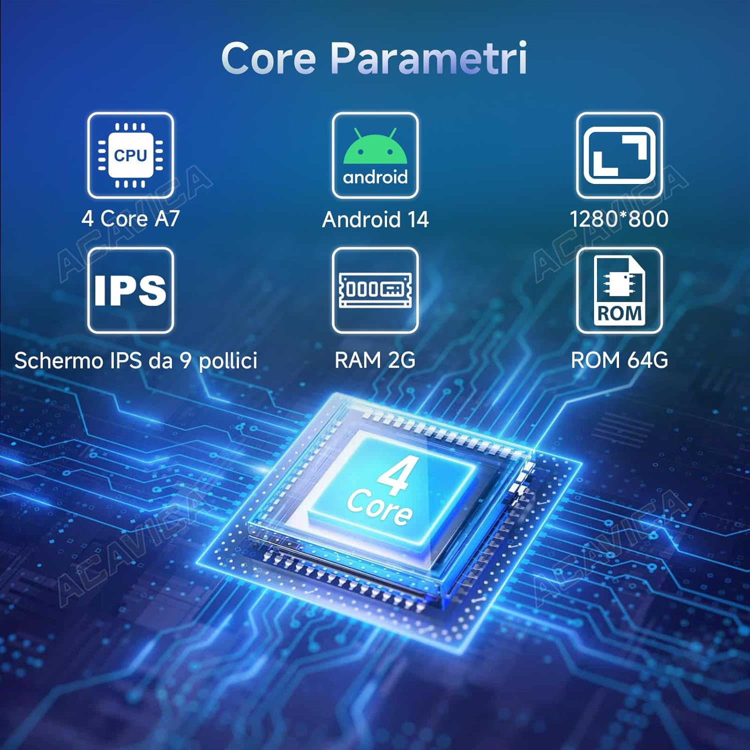 Acavica Autoradio Android 14 per Fiat 500 (2007-2015) - immagine 4
