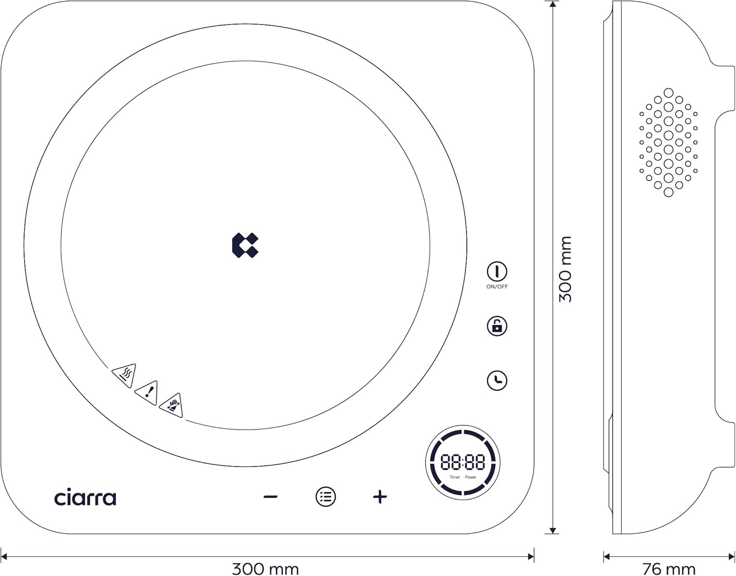 Ciarra Piastra a Induzione Portatile 2000W 1 Fuoco - immagine 2