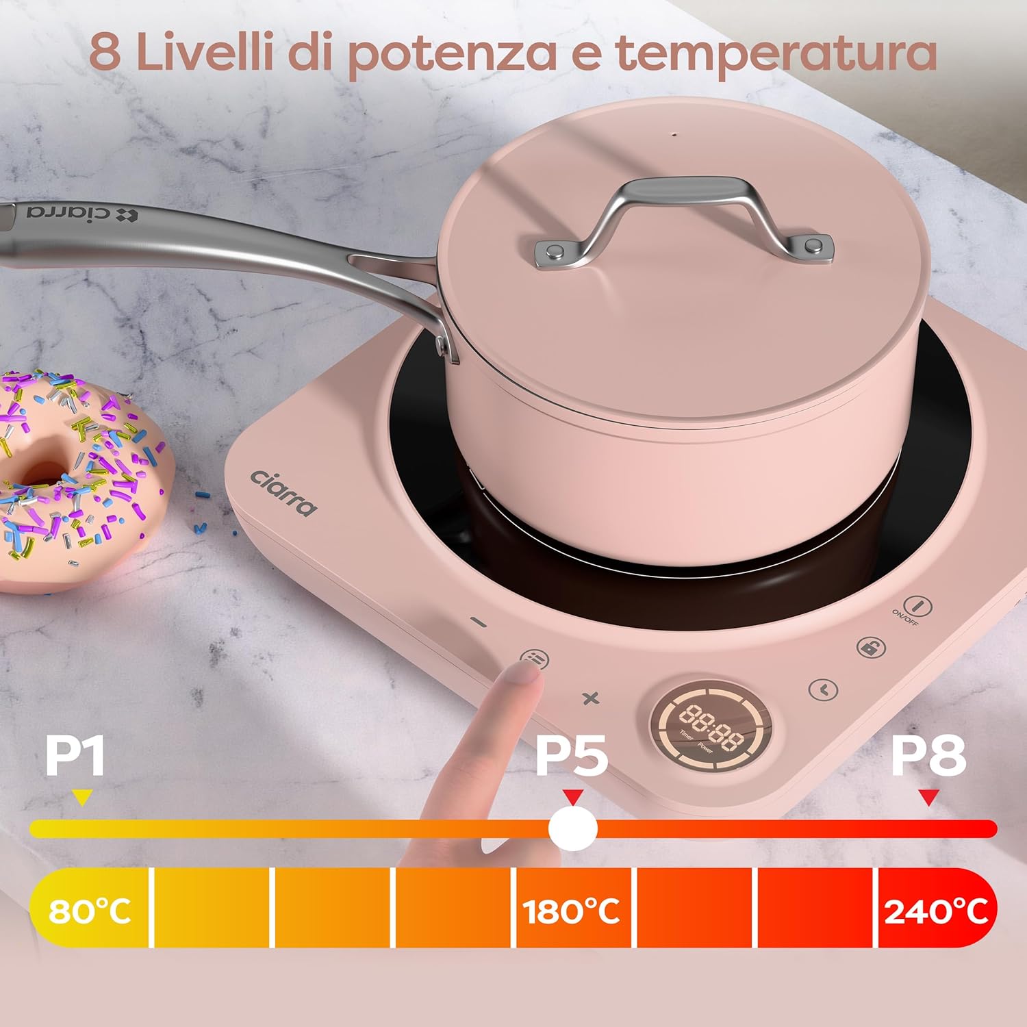 Ciarra Piastra a Induzione Portatile 2000W 1 Fuoco - immagine 5