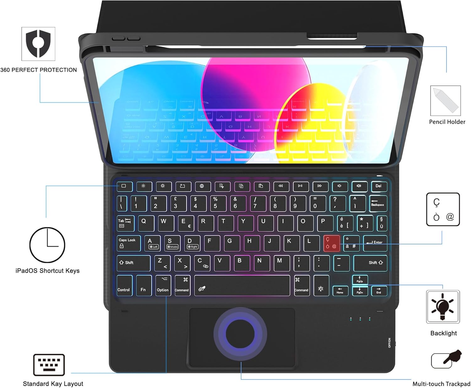 Custodia con Tastiera per iPad 10.9 (10ª Gen) / 11 (11ª Gen) - immagine 6