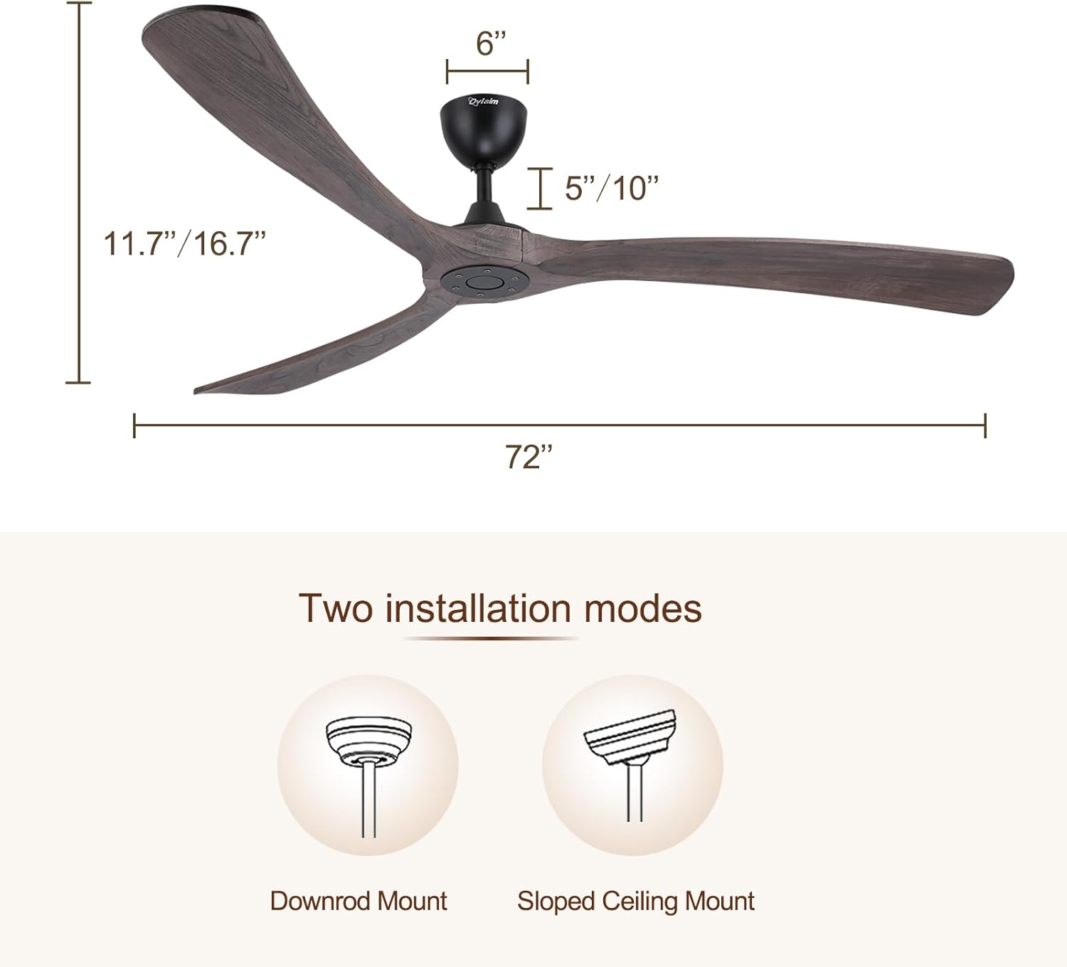 Ovlaim Ventilatore da Soffitto con Telecomando 183cm - immagine 3