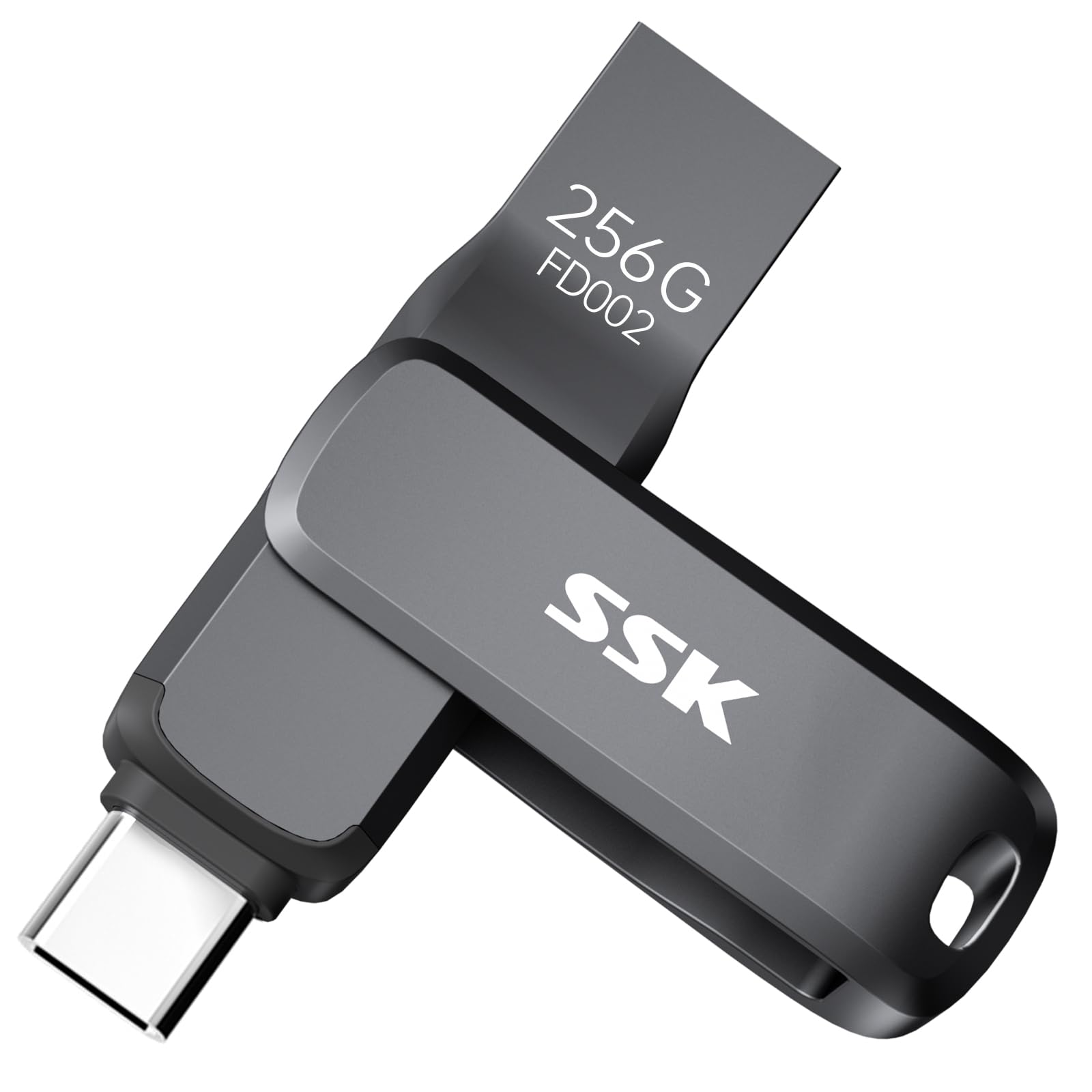 Ssk Chiavetta USB 3.2 256GB Dual Drive, Nera