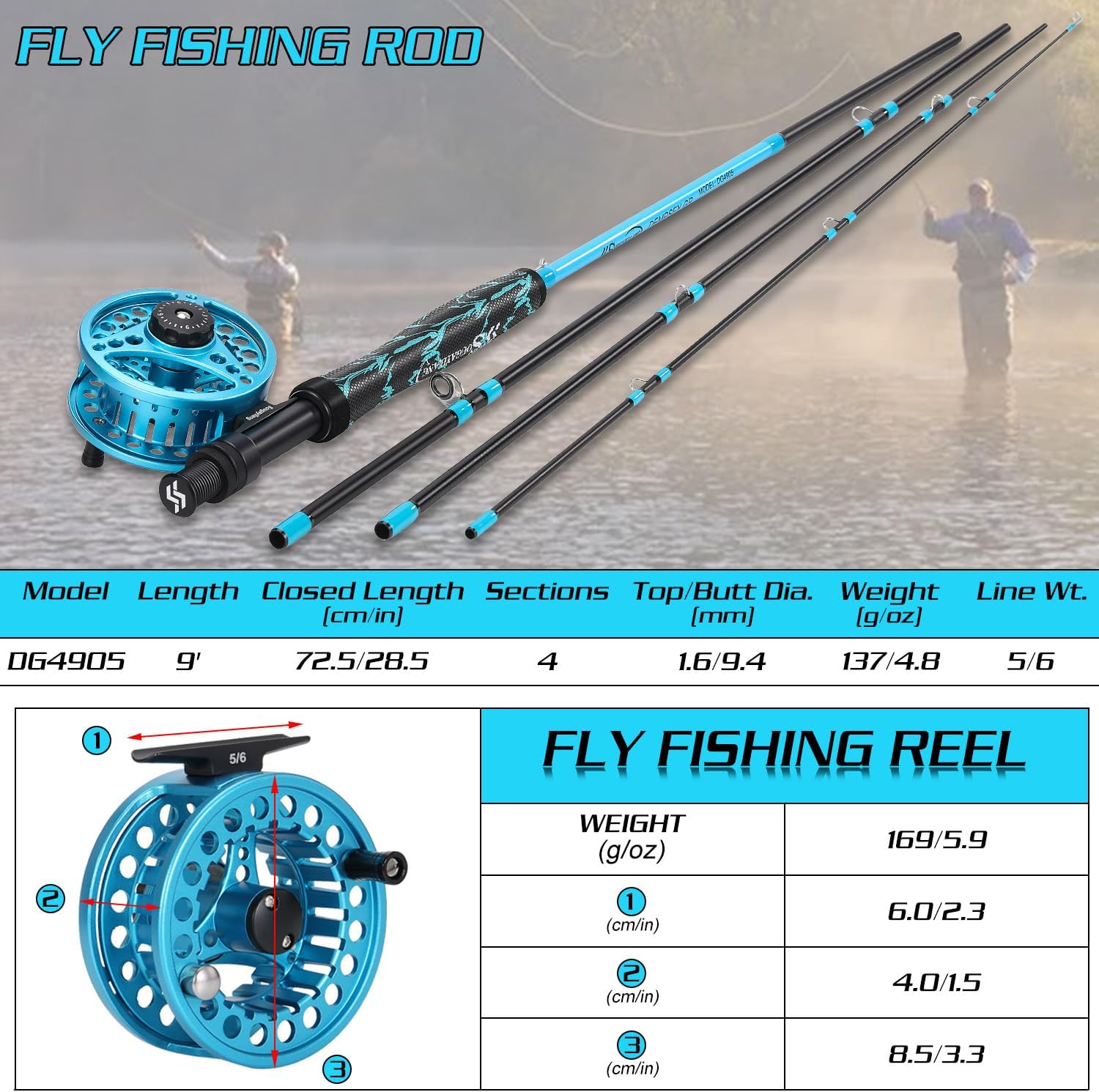Sougayilang Kit Standard Pesca a Mosca 5/6 Peso 9' - immagine 3