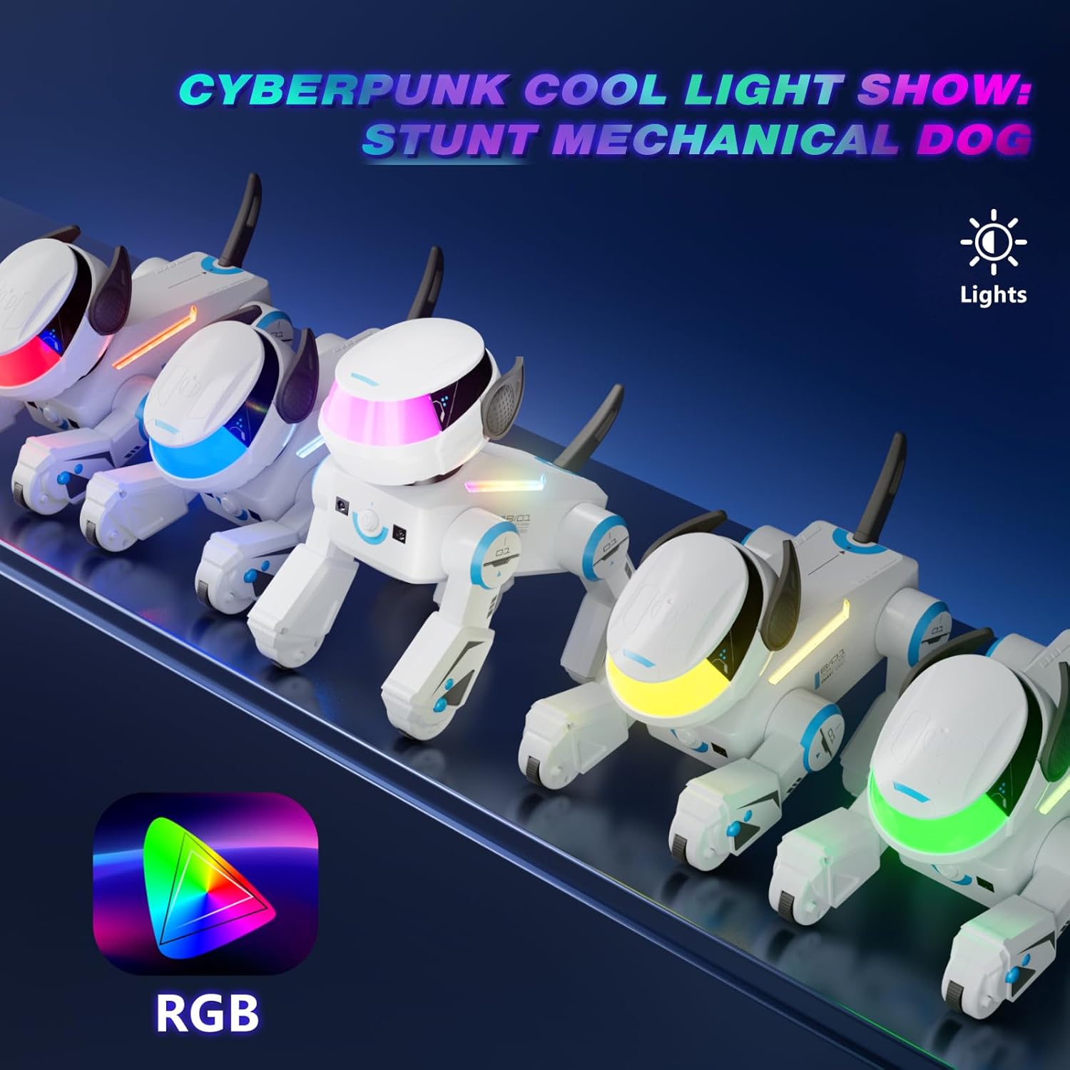 VATOS Cane Robot Bluetooth per Bambini,Cane Robot Interattivo Programmabile con Occhi LED Multicolori,Canerobot Giocattolo Ricaricabile con Telecomando Che Canta e Balla per Ragazzo Ragazza, Bianco - immagine 2