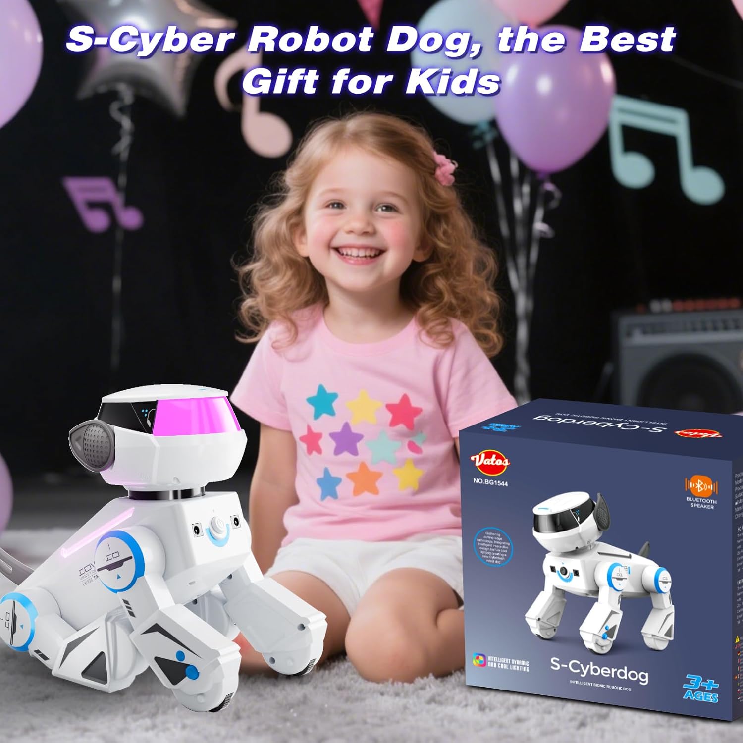 VATOS Cane Robot Bluetooth per Bambini,Cane Robot Interattivo Programmabile con Occhi LED Multicolori,Canerobot Giocattolo Ricaricabile con Telecomando Che Canta e Balla per Ragazzo Ragazza, Bianco - immagine 8