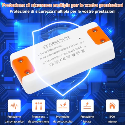 Alimentatore 12V 1A 12W per Strisce e Luci LED - immagine 3