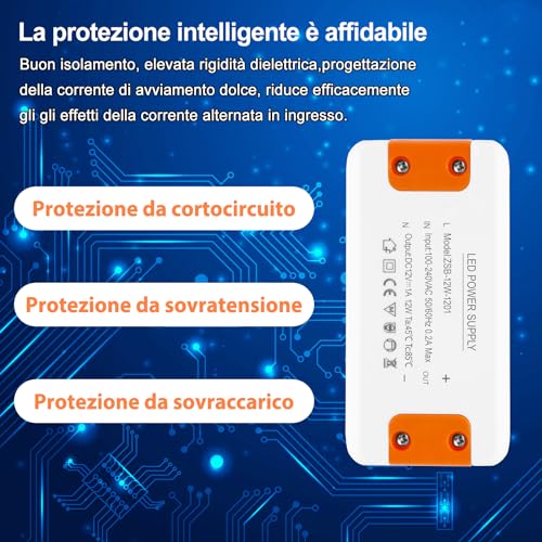 Alimentatore 12V 1A 12W per Strisce e Luci LED - immagine 5