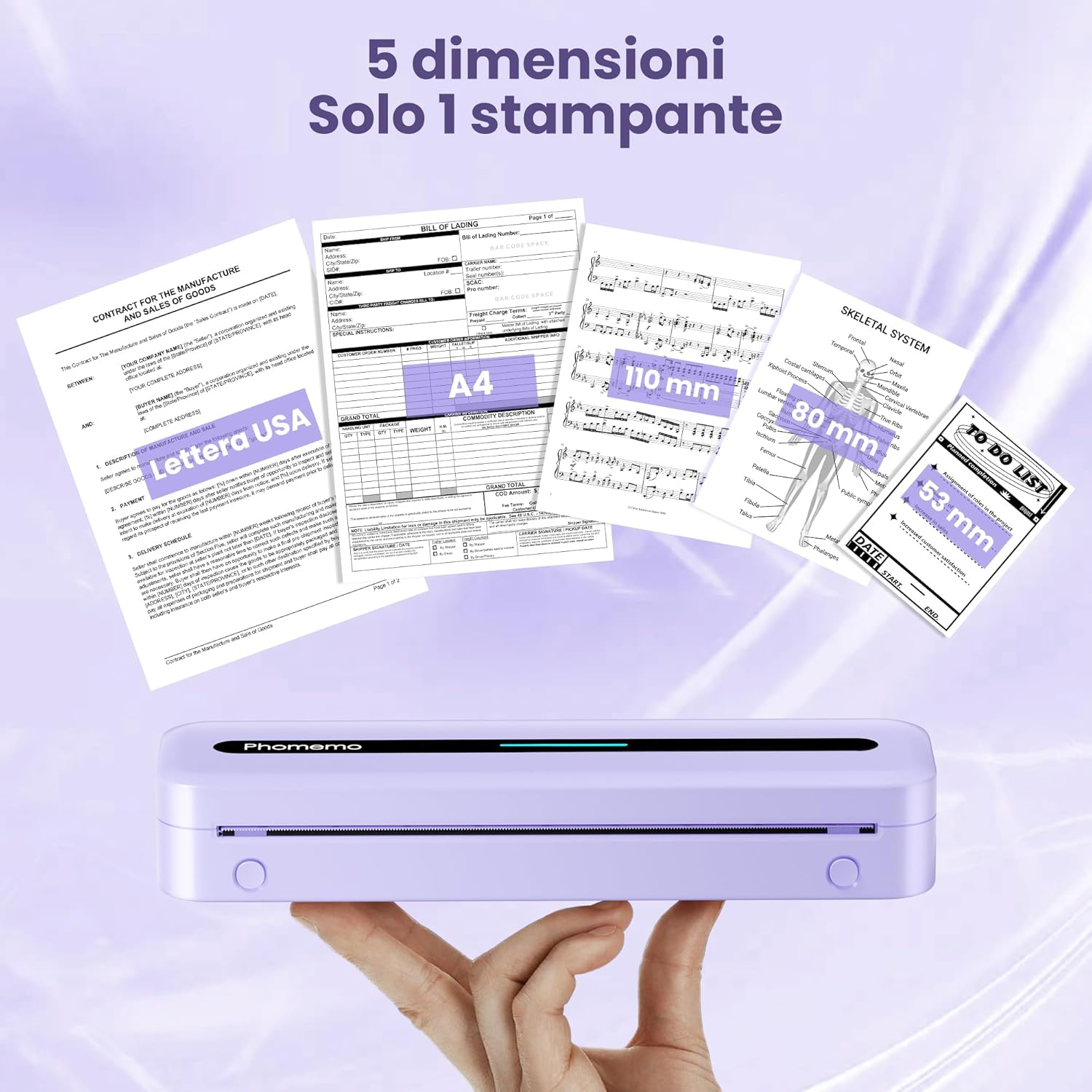 Phomemo M832 - Stampante Termica Portatile A4 300 DPI - immagine 3