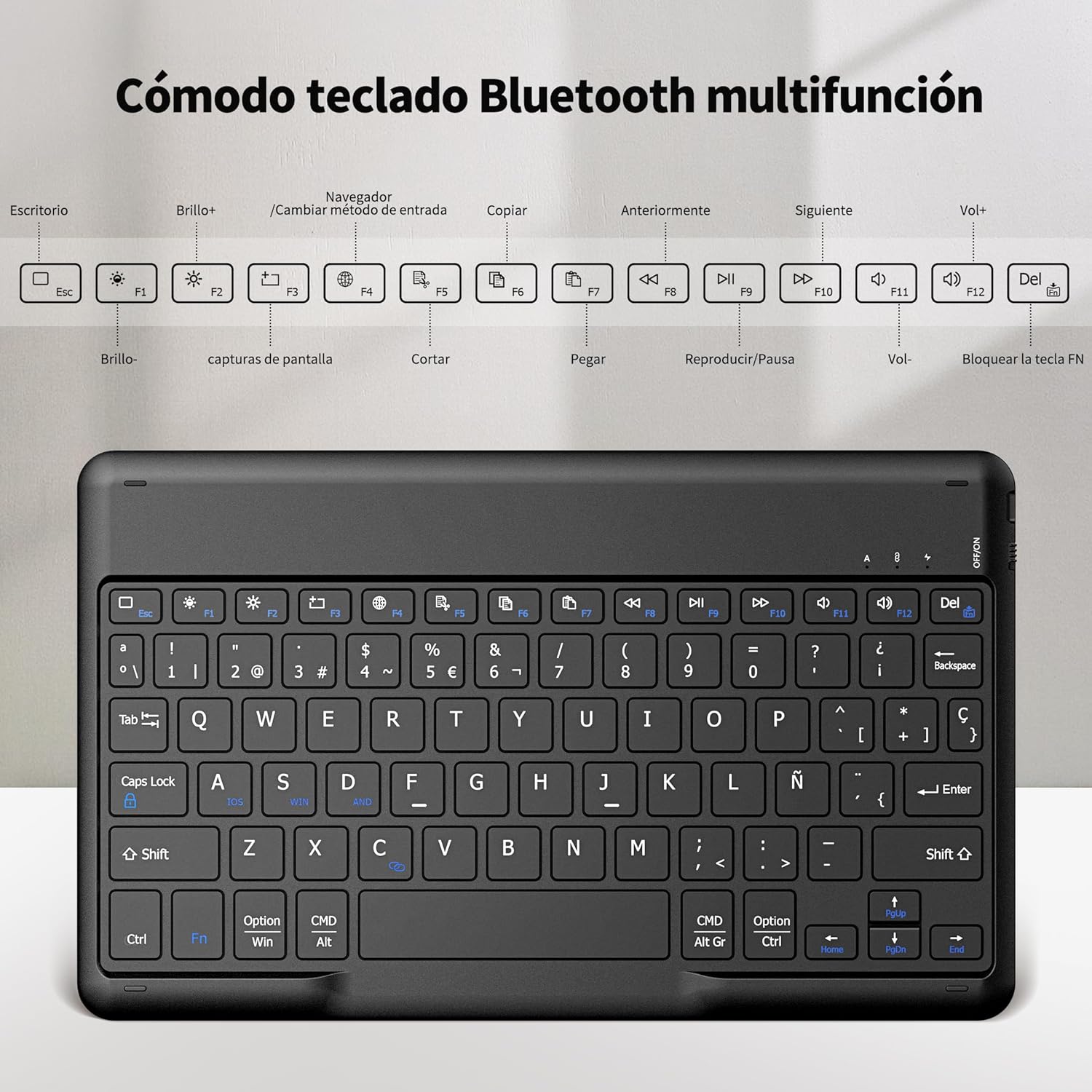 Easyacc Tastiera Bluetooth Wireless per Tablet, Nero - immagine 3