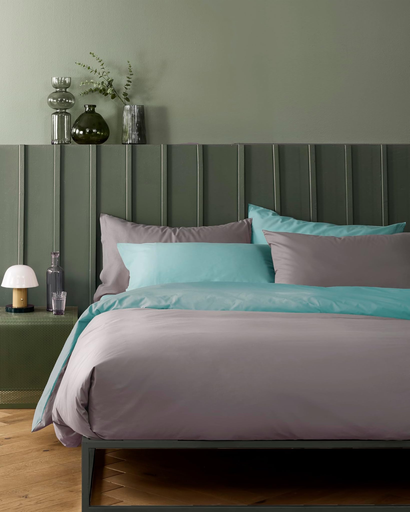 Bassetti Parure Copripiumone Matrimoniale Pop Color, Fumo