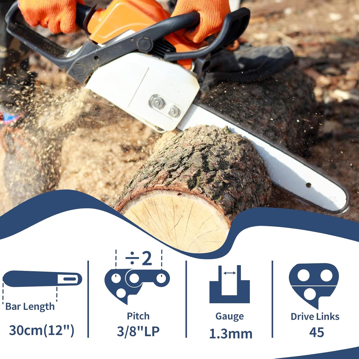 Catena per Motosega 12 Pollici (30cm) - 3 Pezzi - immagine 3