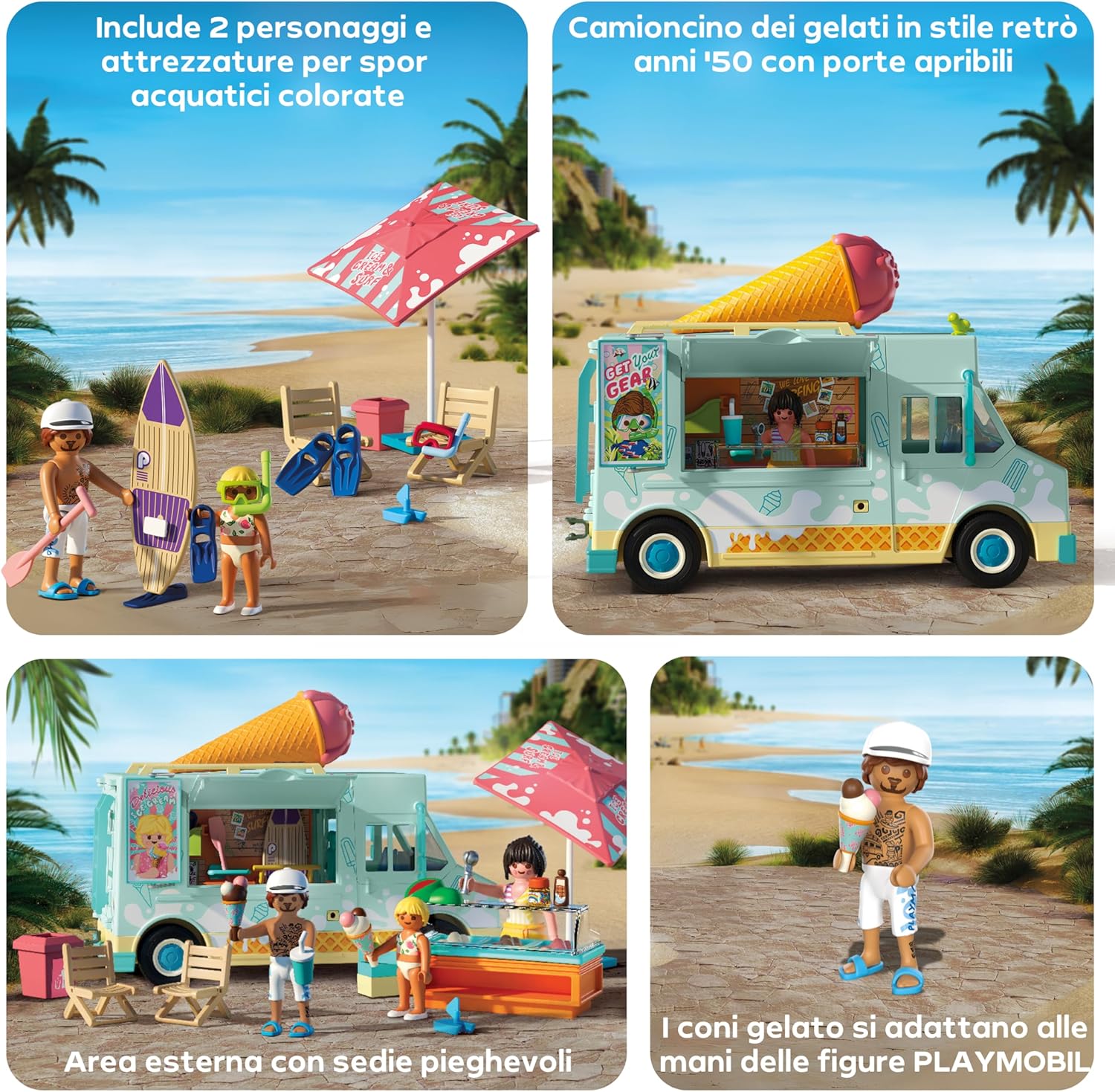 PLAYMOBIL Vacanza sulla Spiaggia - Camion Gelati e Surf - immagine 4