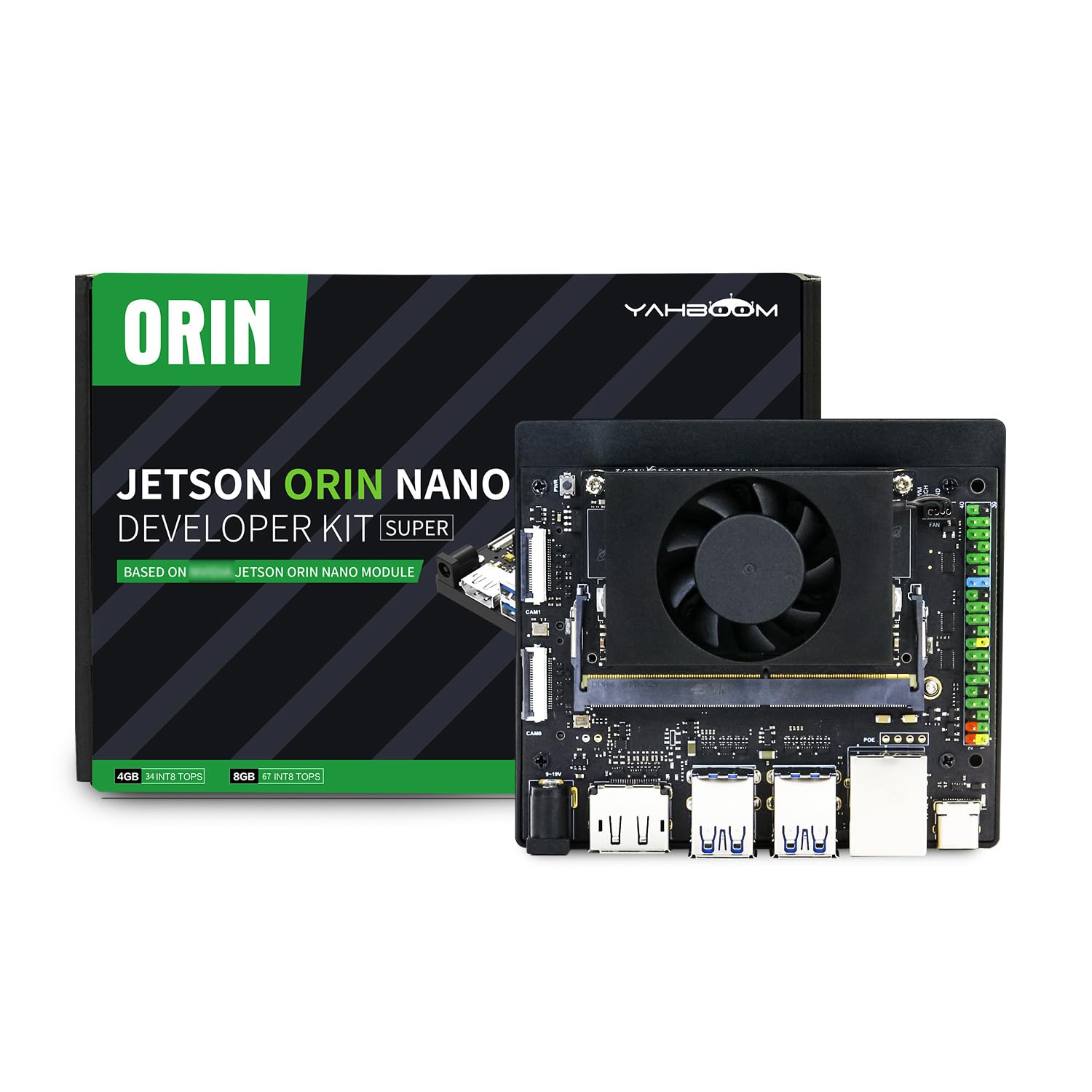 Yahboom Jetson Orin Nano SUPER 8GB RAM Development Kit 67 Tops,256G SSD Ubuntu 22.04 System Artificial Intelligence Robot Kit Provide ROS2 Data (Orin Nano 8GB Basic Kit)