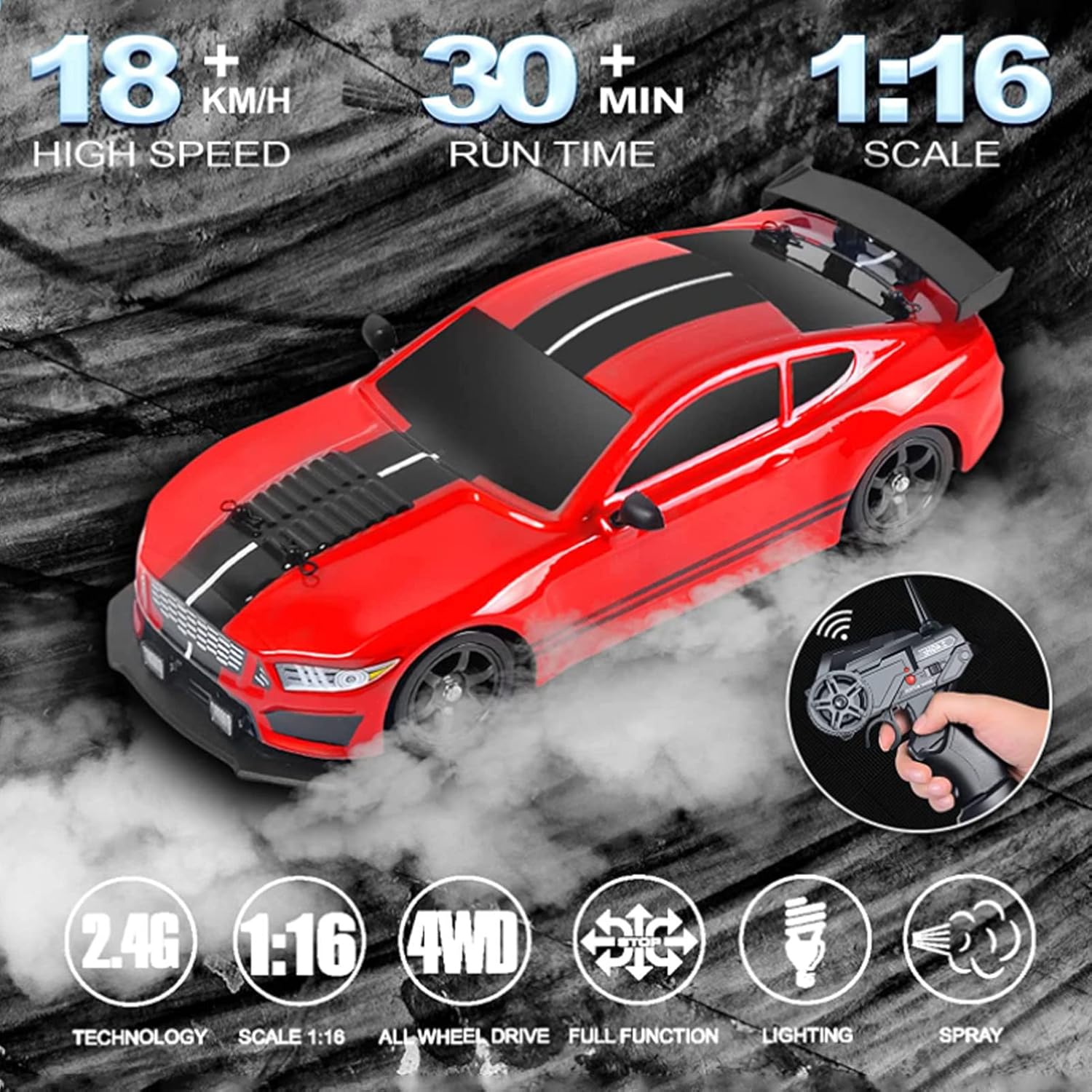 BuyWeek Auto Telecomandata Drift 2.4 Ghz con Luci LED - immagine 4