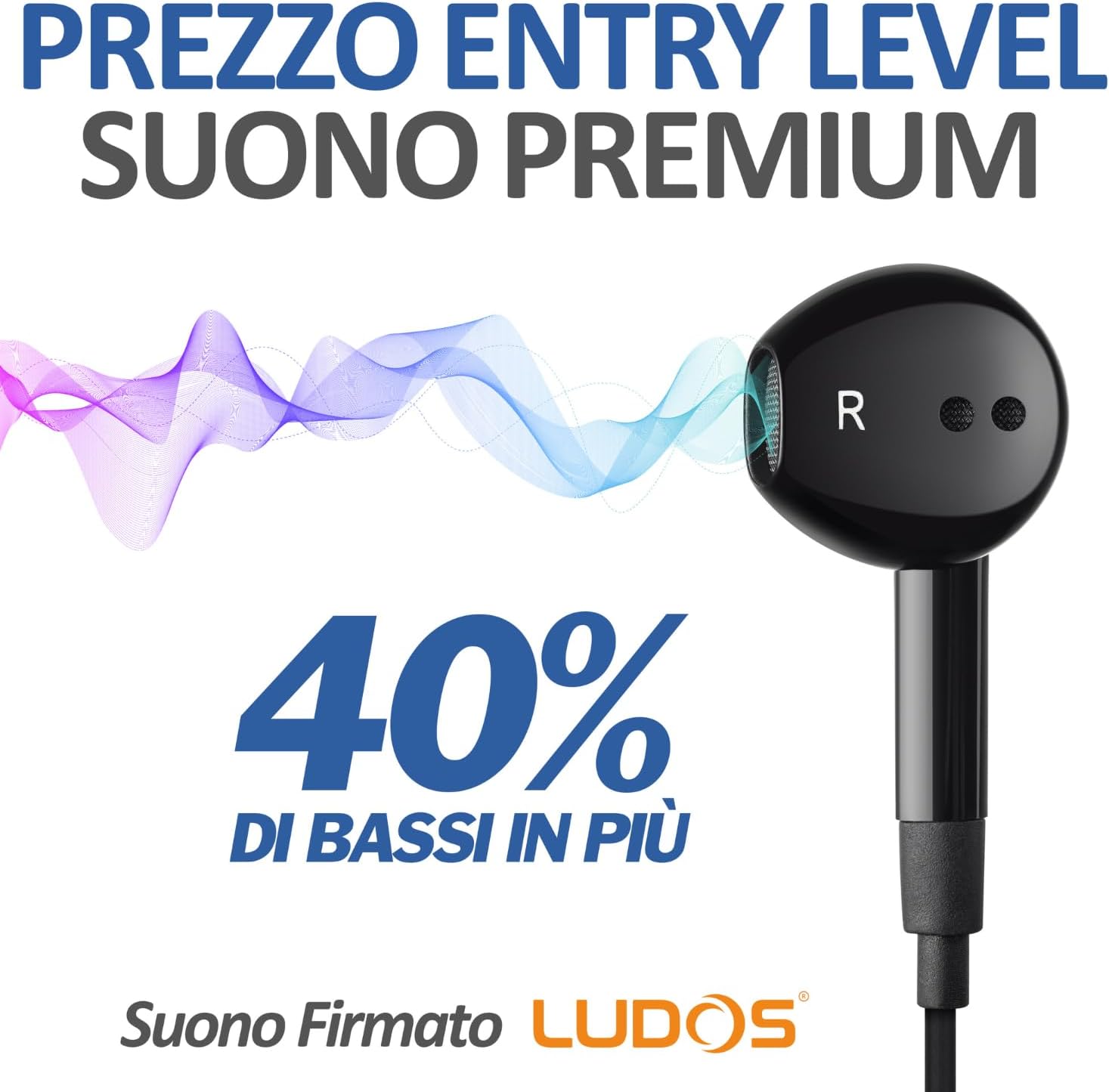 Ludos FEROX Auricolari In-Ear con Filo e Microfono, Nero - immagine 3