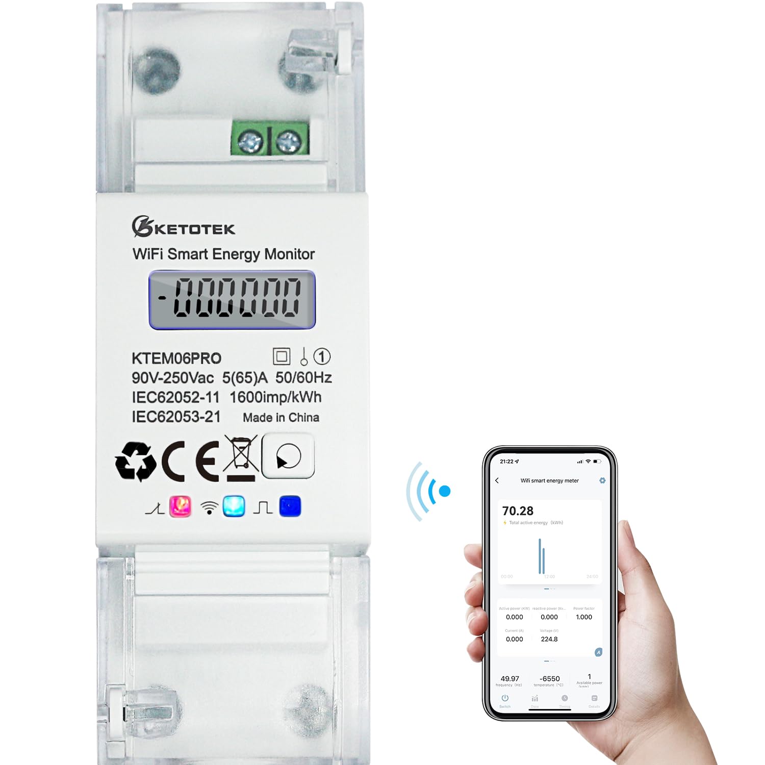 KETOTEK Contatore Energia Intelligente WiFi DIN