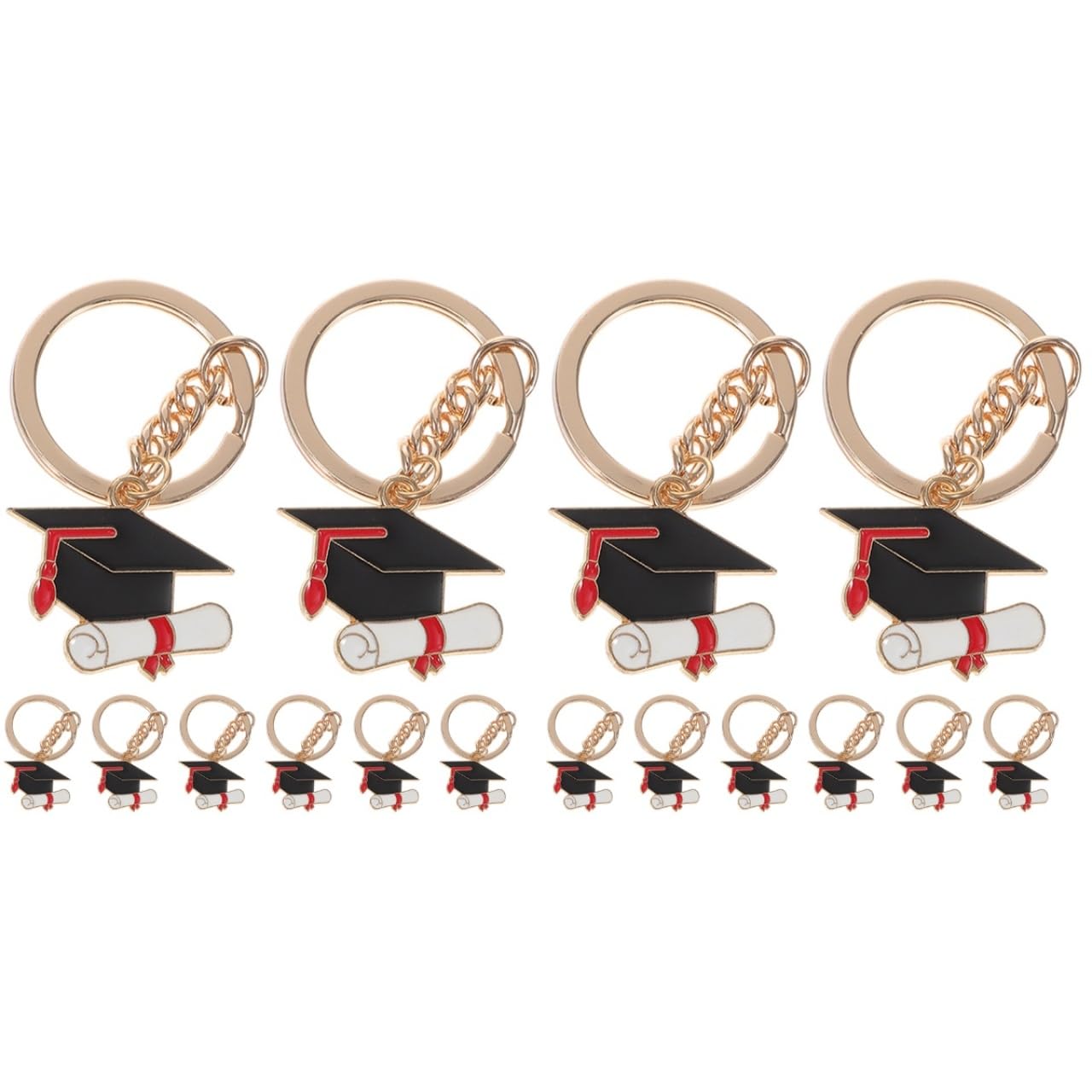 16 Pz Portachiavi Laurea Cappello in Lega di Zinco