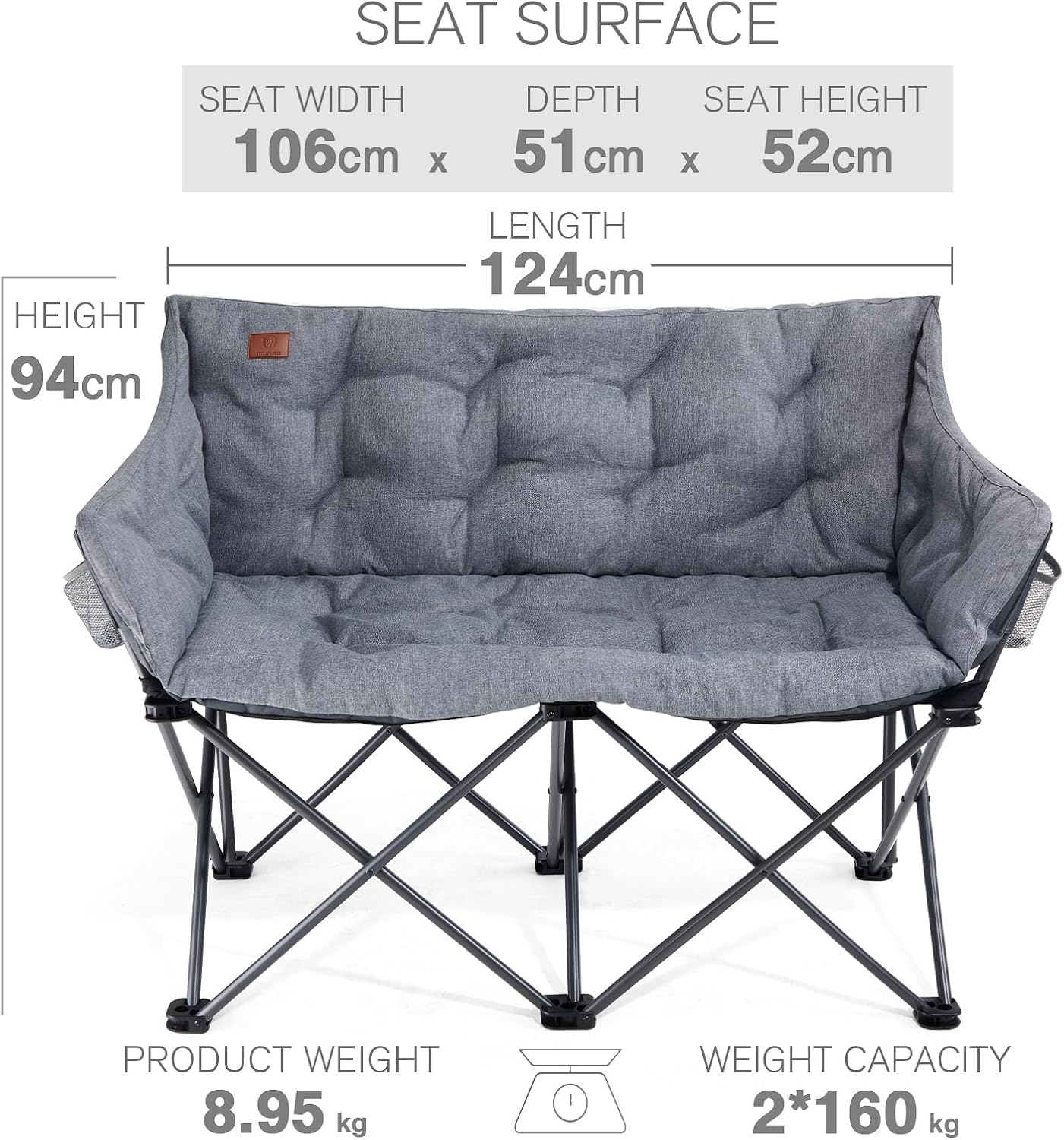 Ever Advanced Sedia da Campeggio Pieghevole per 2 Persone - immagine 3