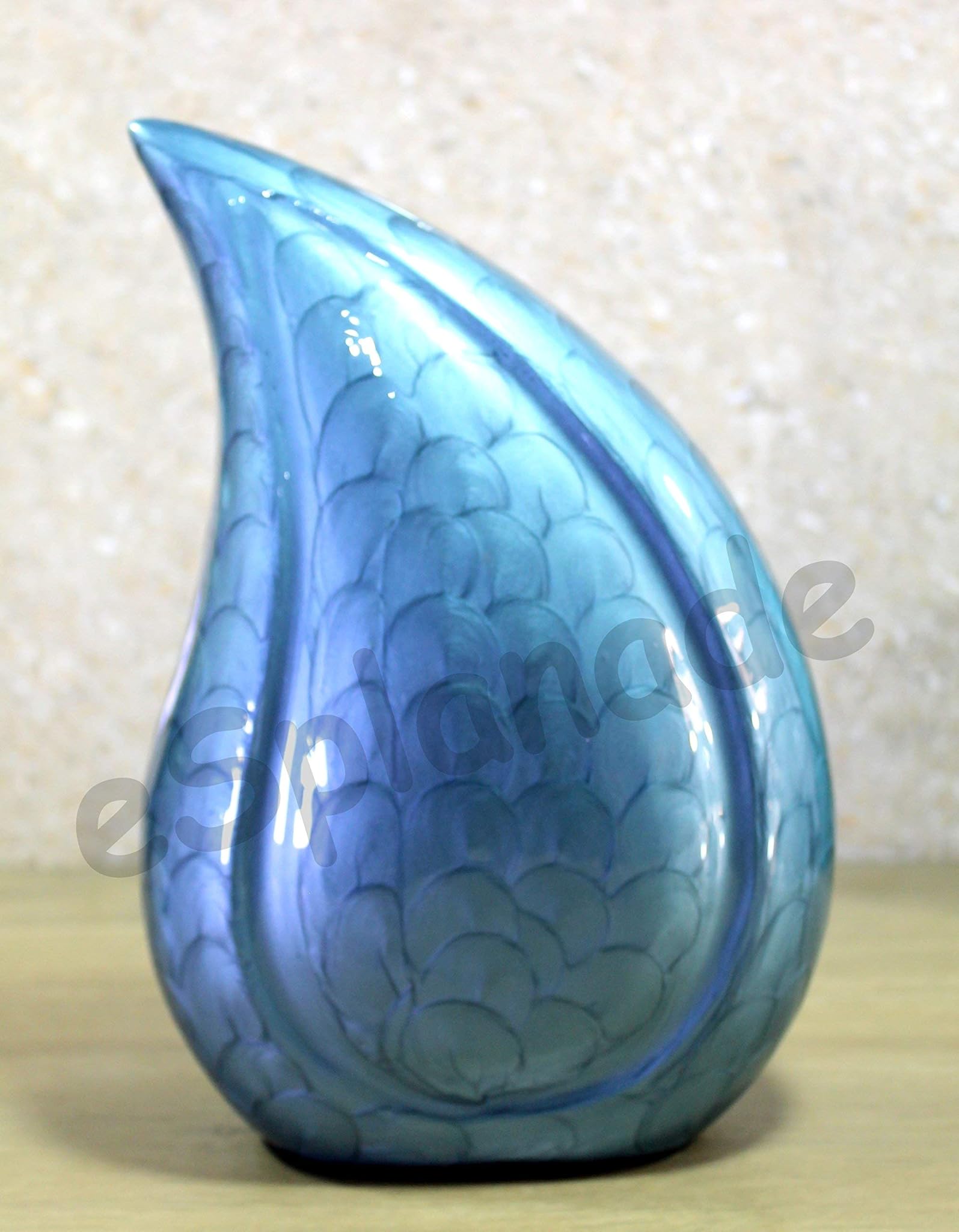 Esplanade Urna Cremazione a Goccia in Metallo, Blu