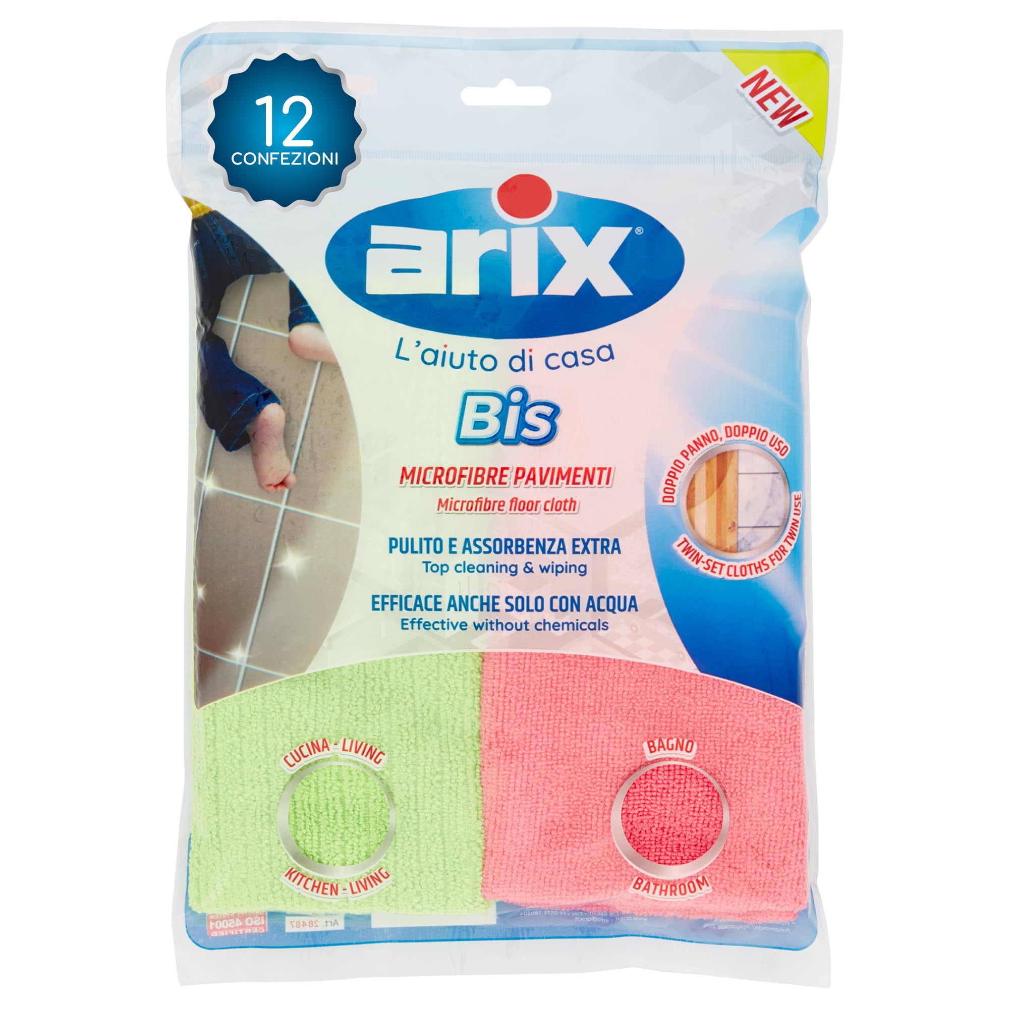 Arix Bis 24 Panni Pavimenti in Microfibra 40x50 cm