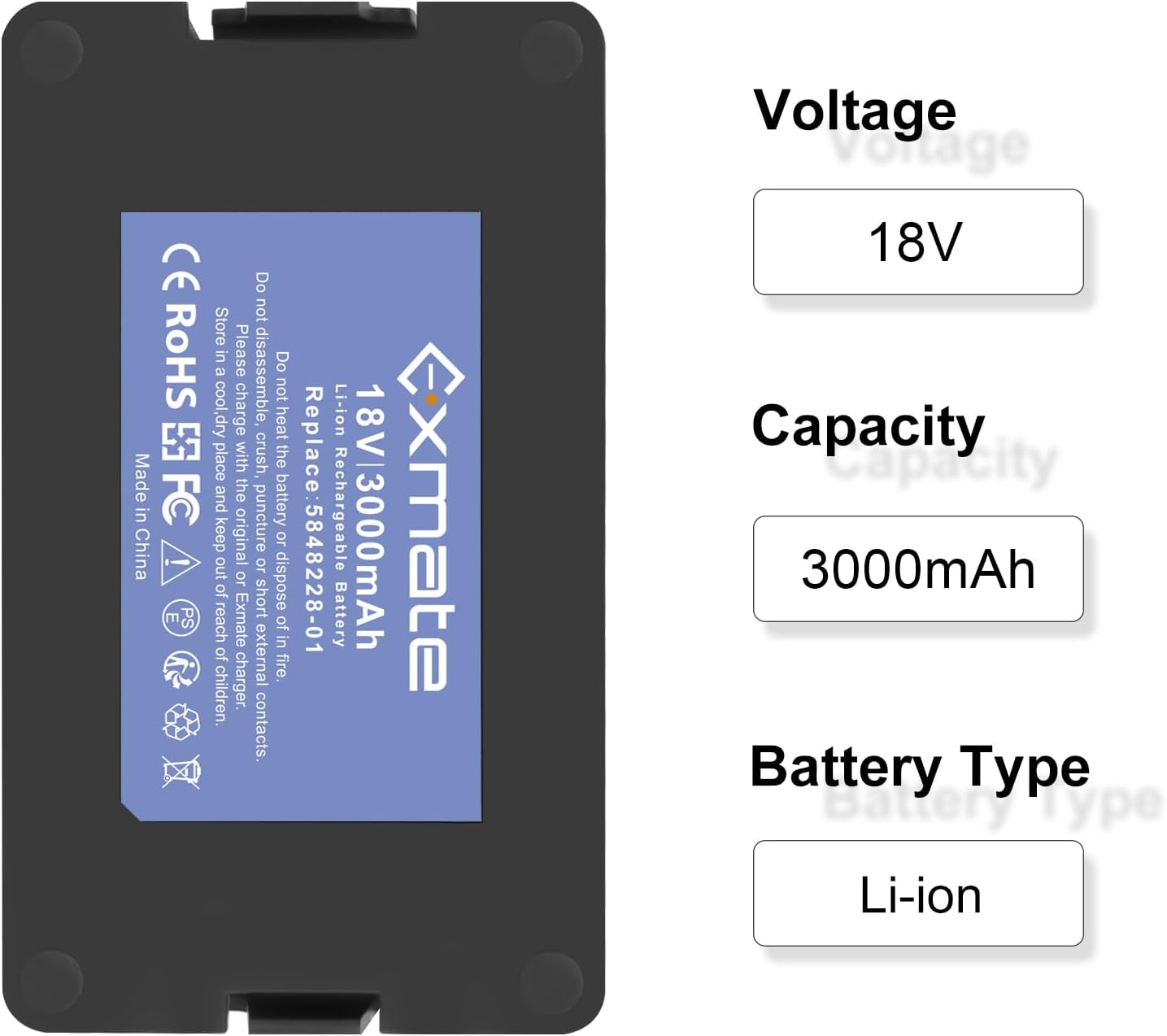 Exmate Batteria di Ricambio 18V 3000mAh - immagine 6