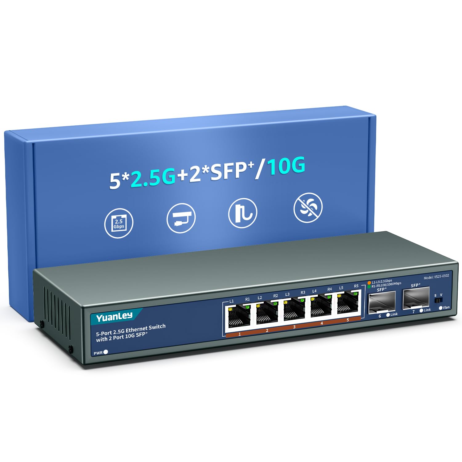 Yuanley Switch Ethernet Unmanaged 7 Porte 2,5G
