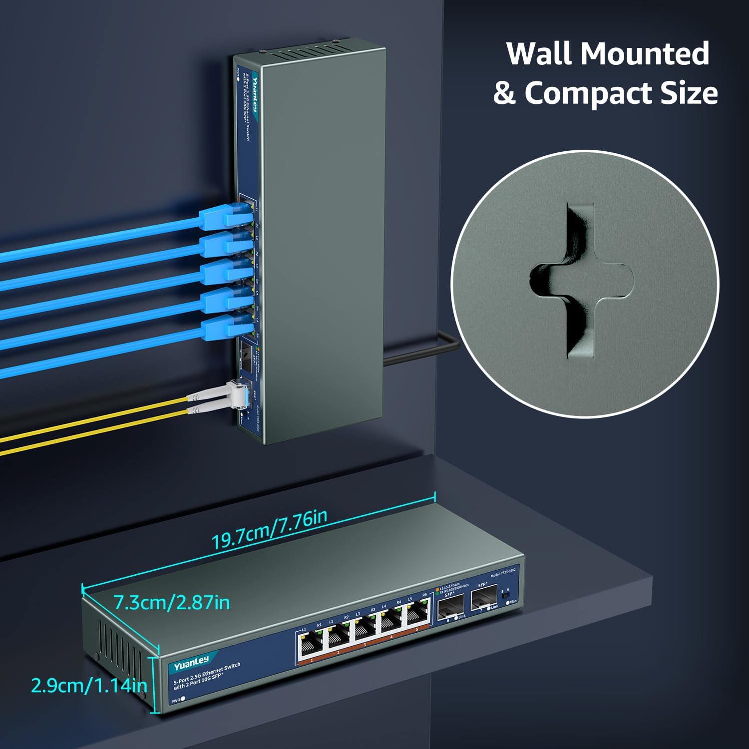 Yuanley Switch Ethernet Unmanaged 7 Porte 2,5G - immagine 5