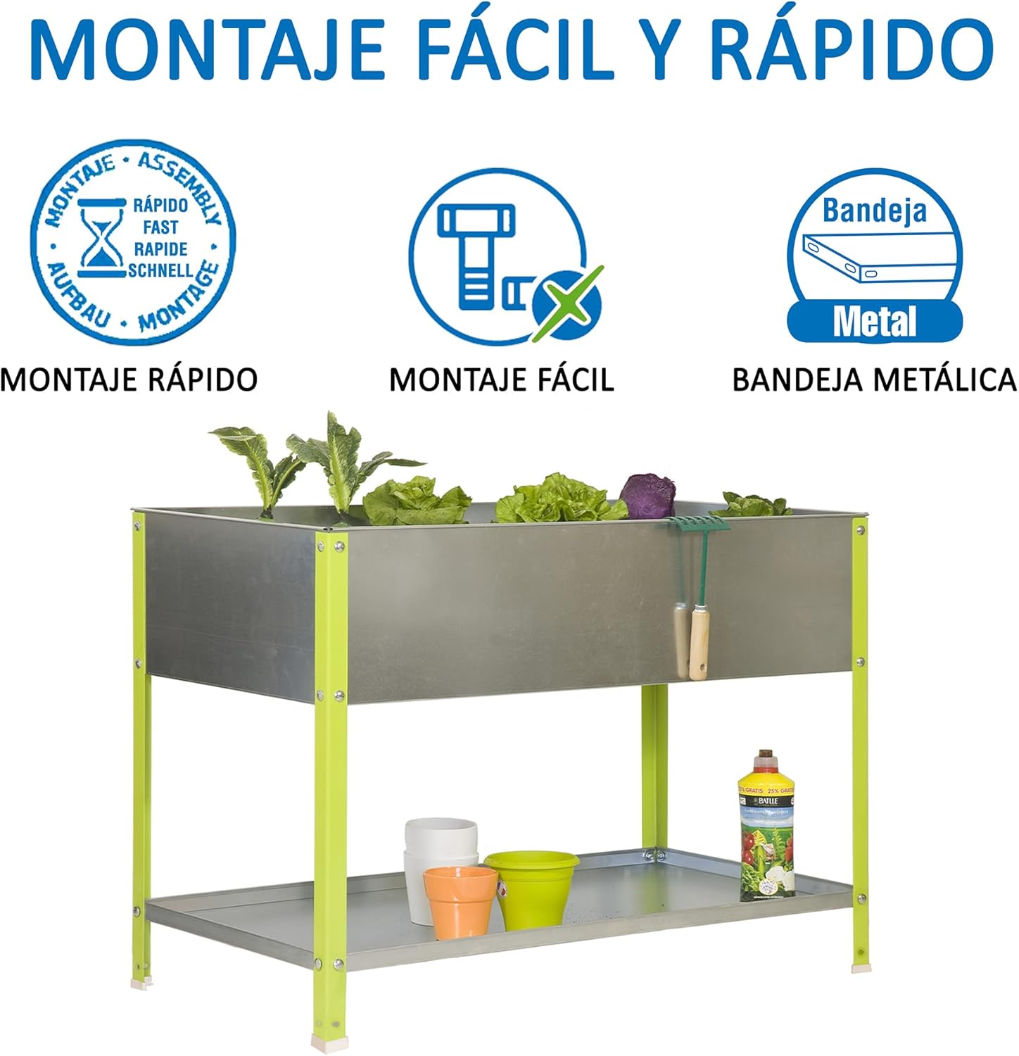 Simonrack Fioriera, 200 l, 850 x 1200 x 600 mm, verde/zincato - immagine 3