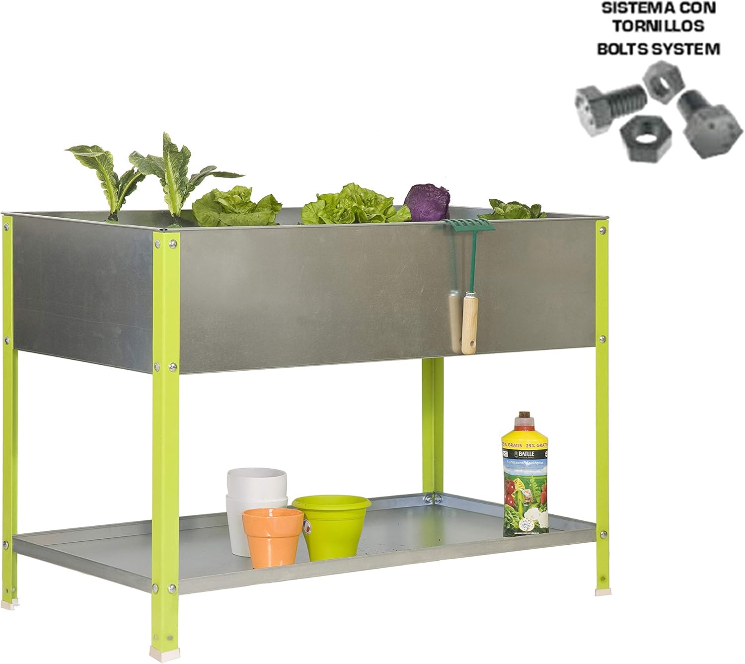 Simonrack Fioriera, 200 l, 850 x 1200 x 600 mm, verde/zincato - immagine 9