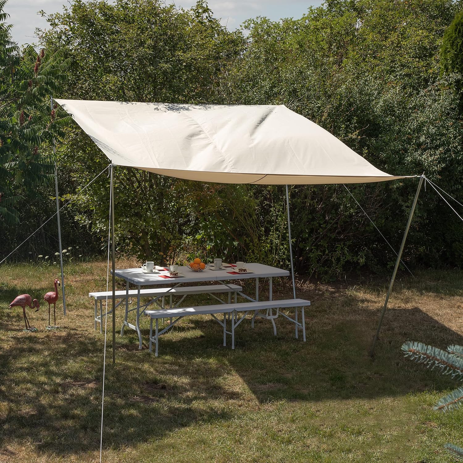 Relaxdays Tenda da Sole Rettangolare 3x4m, Beige - immagine 2