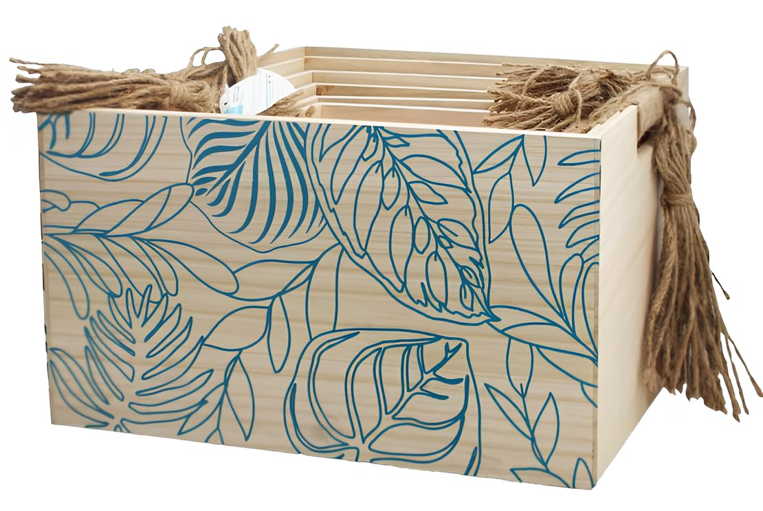 28222 SCATOLA IN LEGNO FOGLIE X6 25 x 15 x 12 cm / 40 x 30