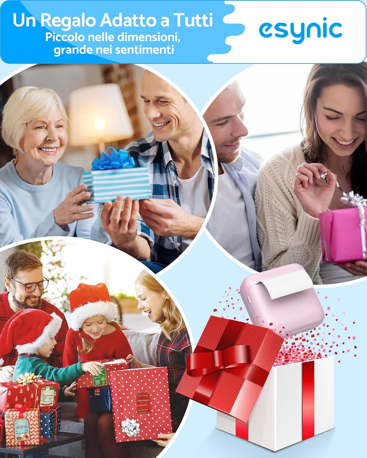 Esynic Mini Stampante Termica Portatile Bluetooth, Rosa - immagine 7