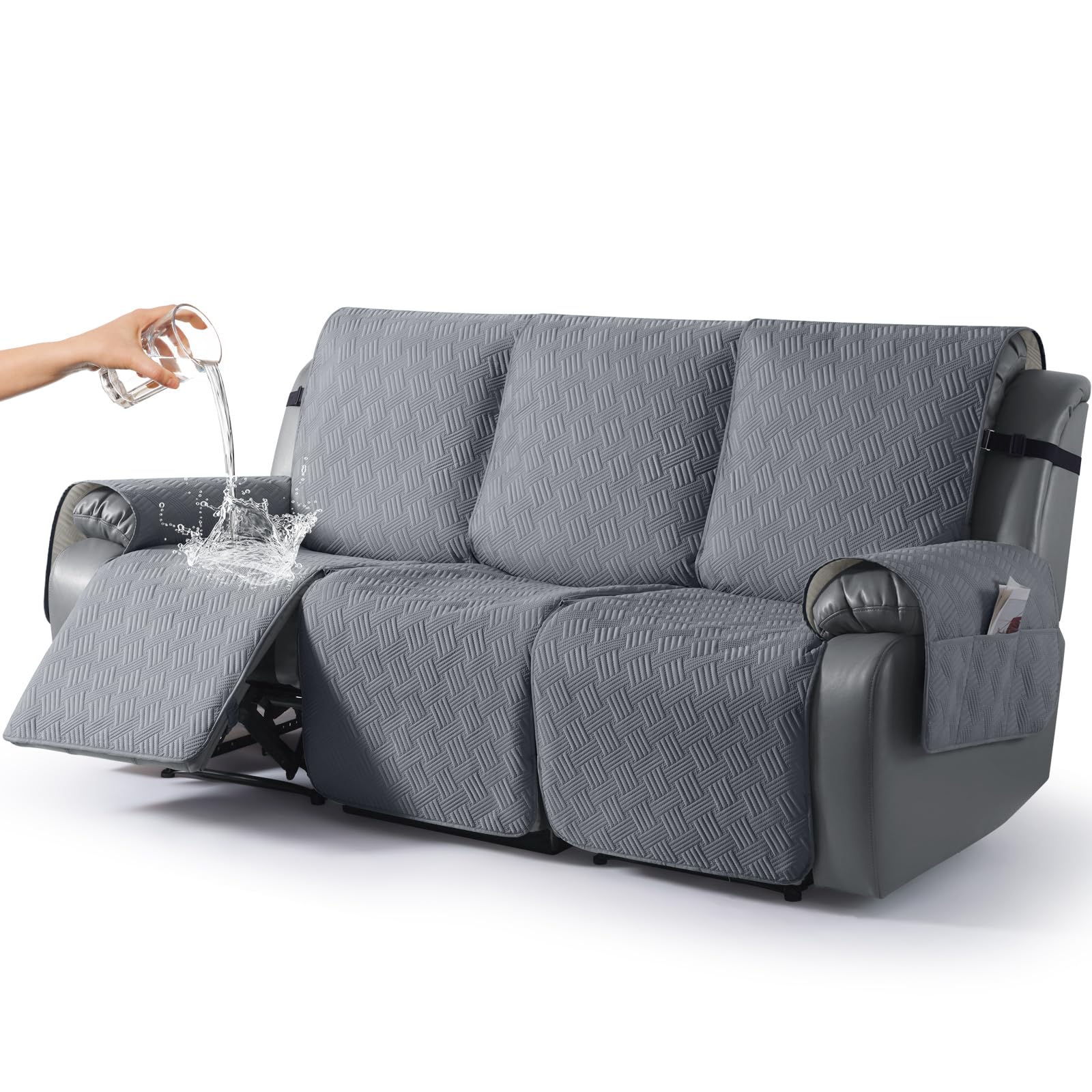 KinCam Copridivano 3 Posti con Braccioli - Grigio Scuro