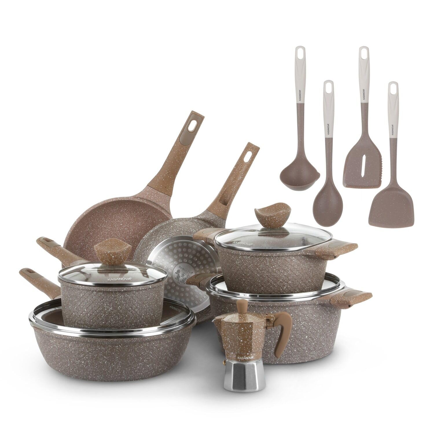 Kasanova Set Pentole Antiaderente 0 Grassi 15 Pezzi