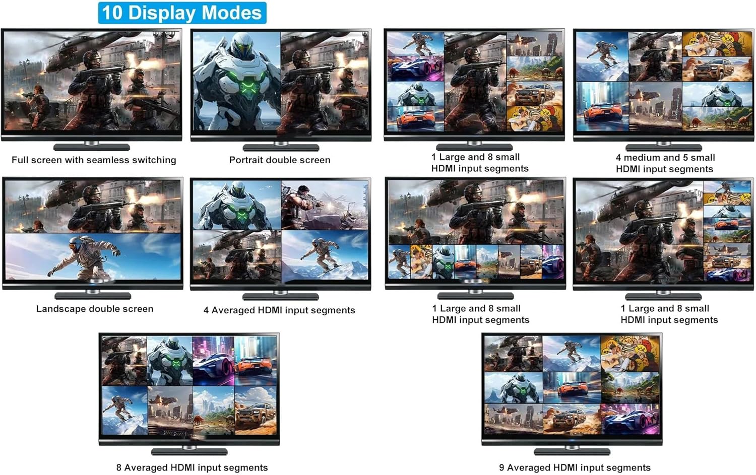 Switch HDMI Multi-Viewer 9 in 1 Out Seamless 4K - immagine 9