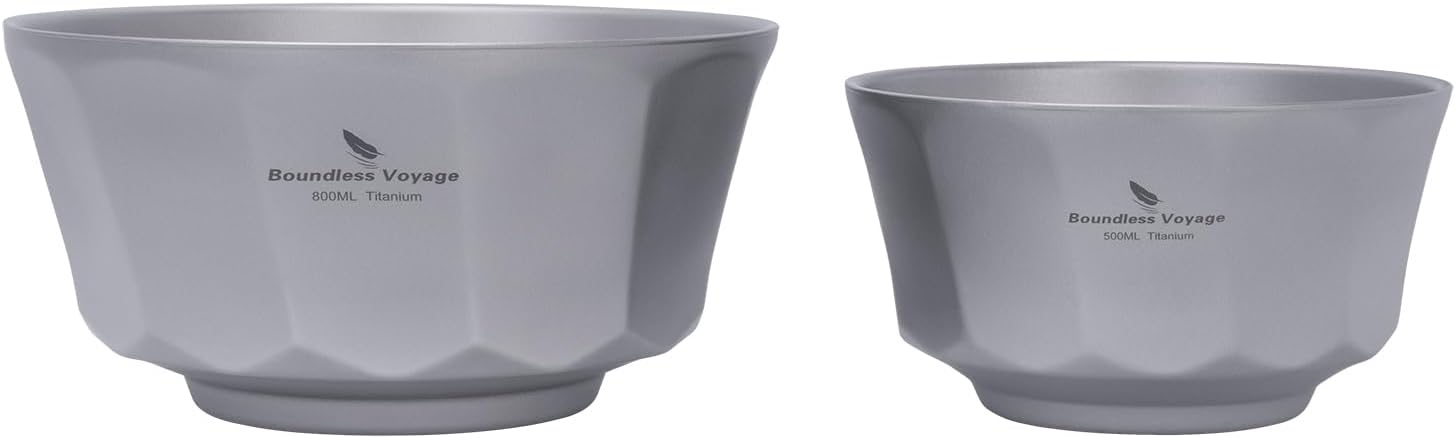 Ibasingo Set Ciotole in Titanio Doppia Parete (500/800ml)