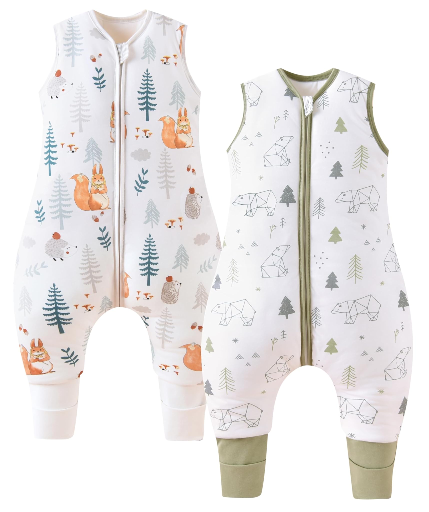 Chilsuessy Sacco nanna con gambe 2,5 Tog, sacco nanna invernale unisex, per tutto l'anno, con piedi, sacco a pelo per bambini